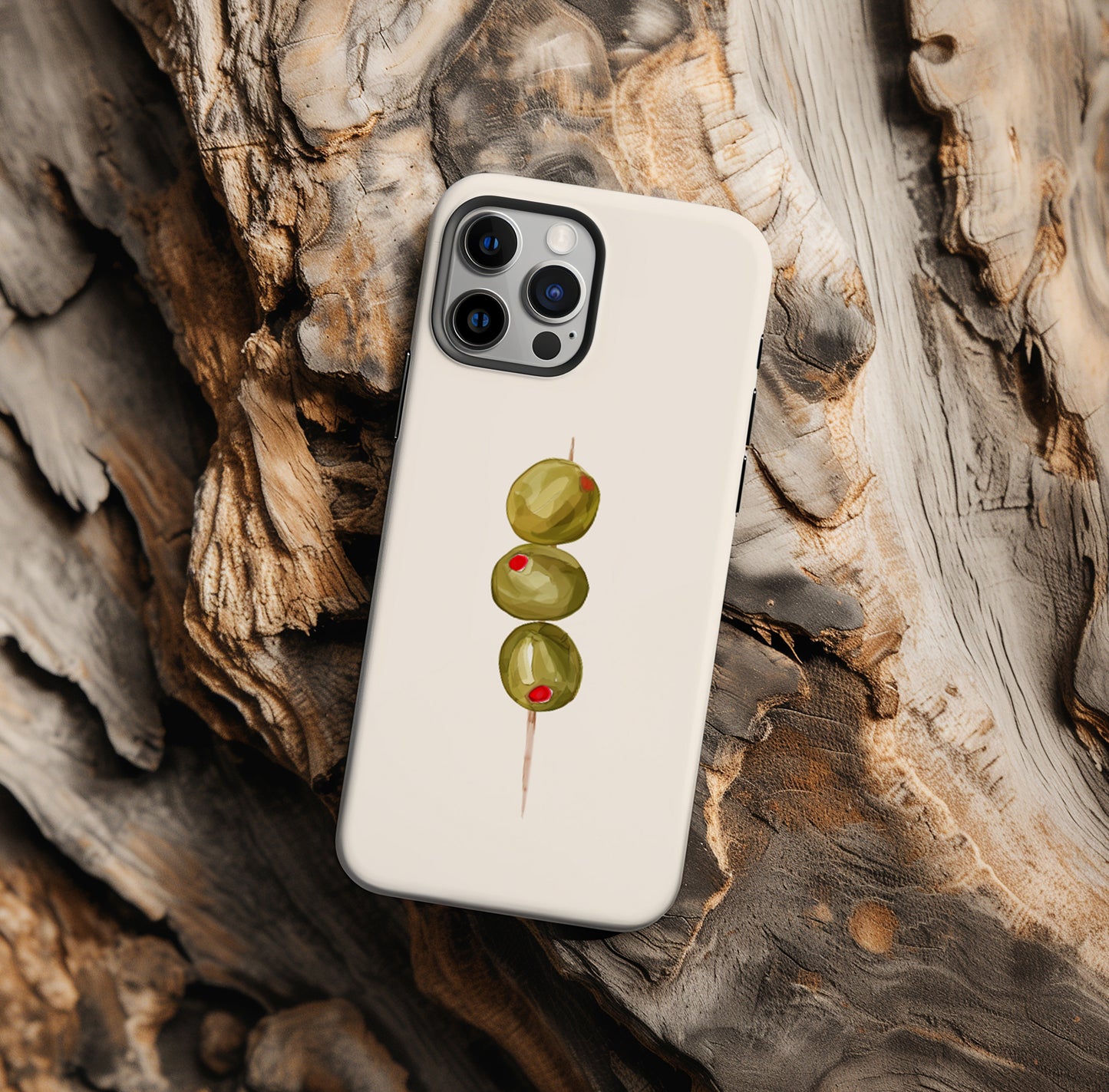 Olive Skewer iPhone Case – Slim, Tough, and Magnetic Tough Options