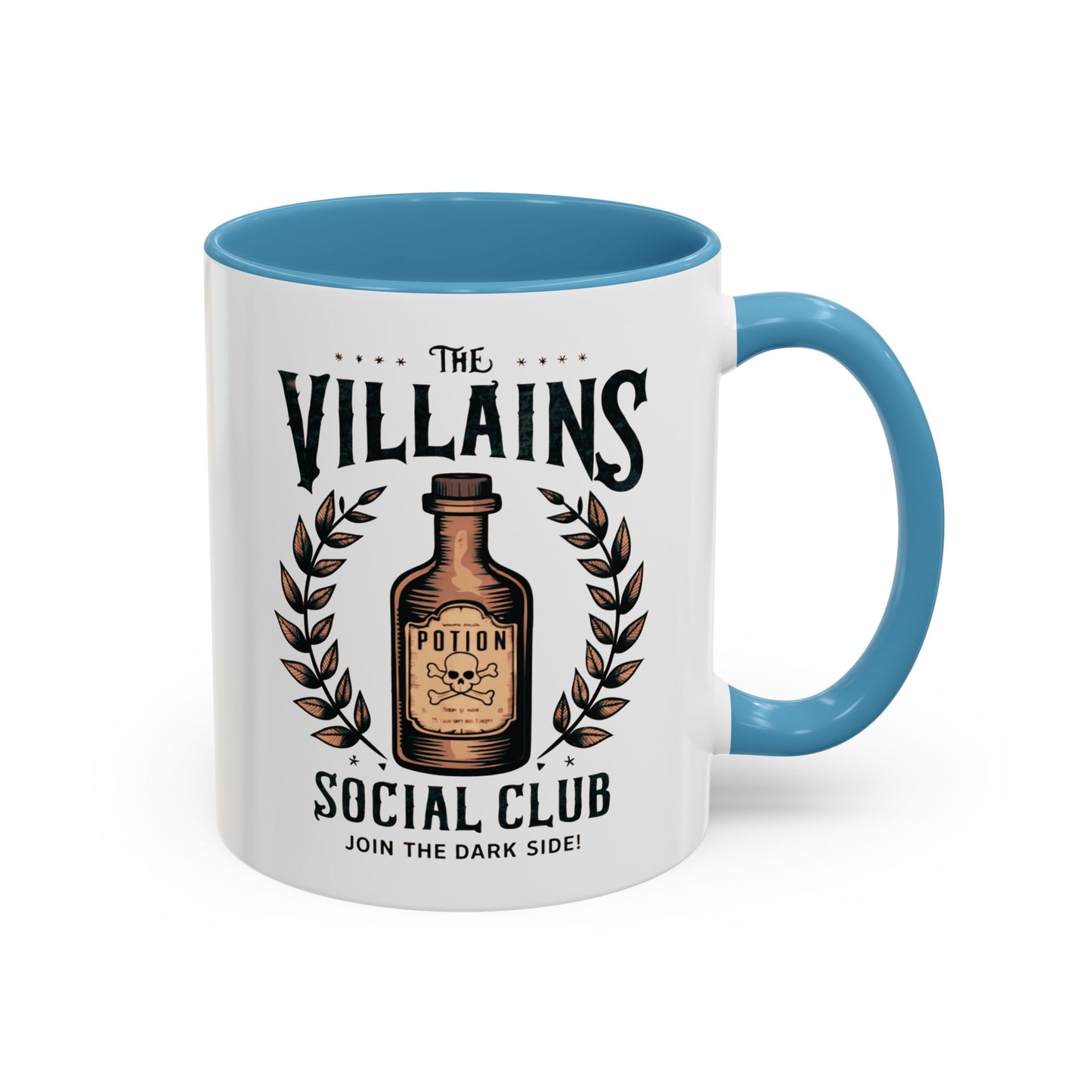 Villains Social Club Mug | Halloween Potion Bottle Design | Join the Dark Side Coffee Mug | Spooky Fall Drinkware