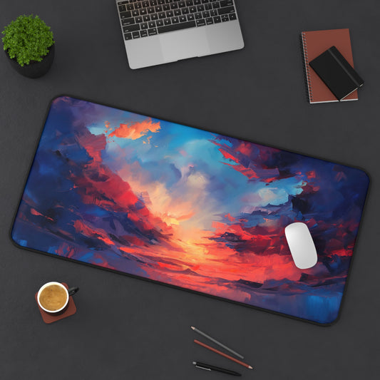 Vibrant Sunset Computer Desk Mat | Artistic Mouse Pad | Anti-Slip Neoprene Desk Mat for Home Office | 3 Sizes Available