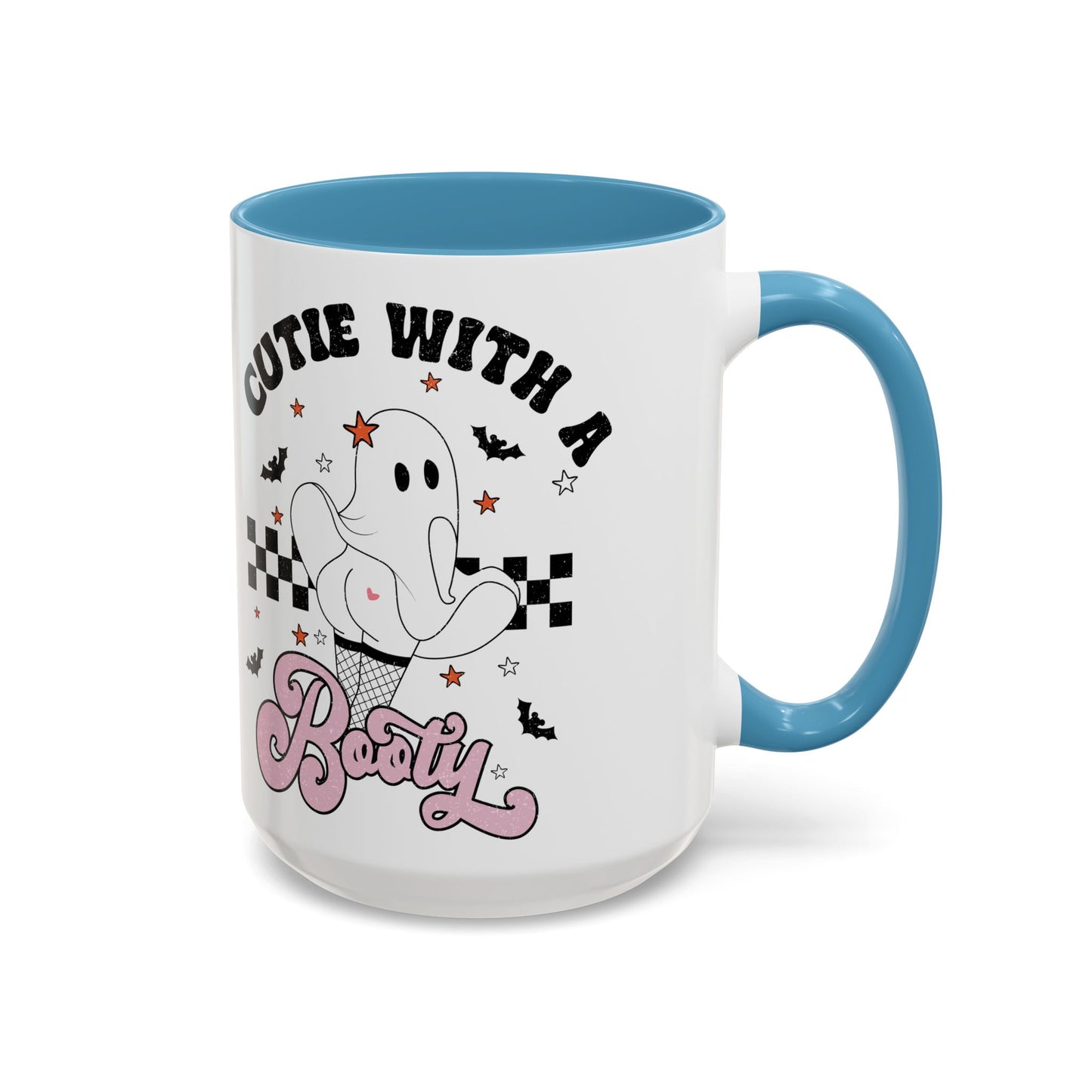 Cutie with a Booty Halloween Ghost Mug | 11oz and 15oz Ceramic Coffee Cup | Funny Halloween Design