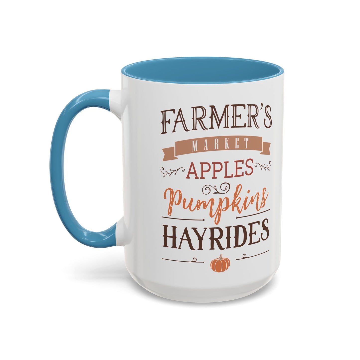 Farmers Market Fall Mug | 11oz and 15oz Ceramic Coffee Cup | Apples, Pumpkins, & Hayrides Autumn Design