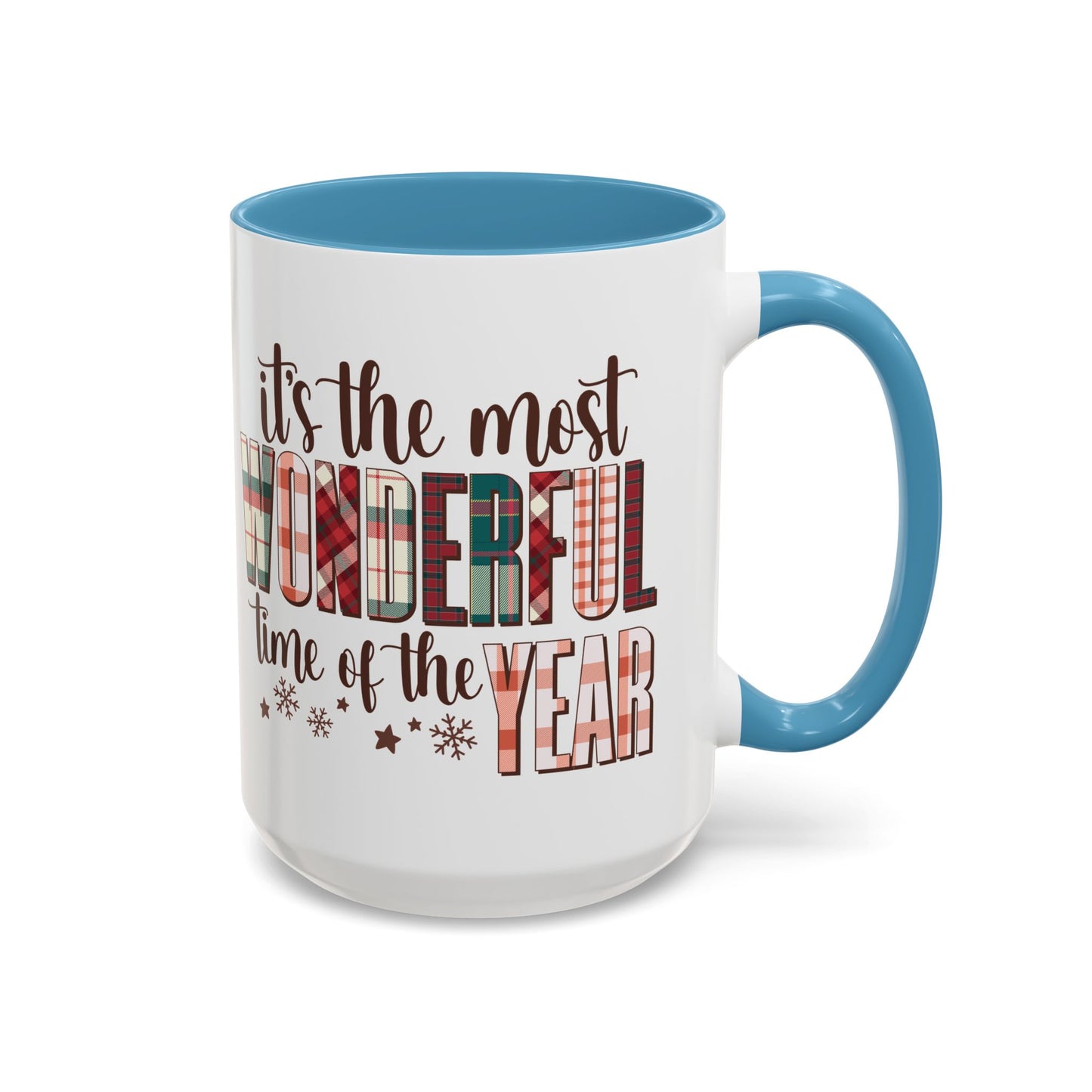 It's the Most Wonderful Time of the Year Christmas Mug | Plaid Text Holiday Design | Festive Winter Coffee Mug