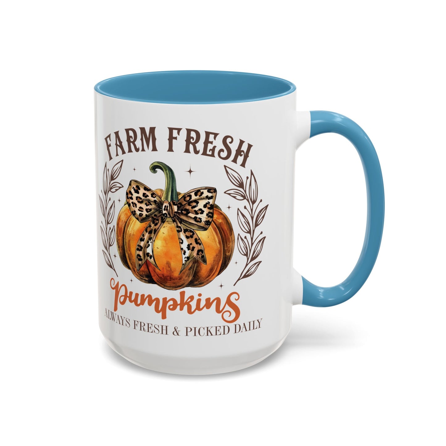 Farm Fresh Pumpkins Fall Mug | 11oz and 15oz Ceramic Coffee Cup | Rustic Autumn Pumpkin Design