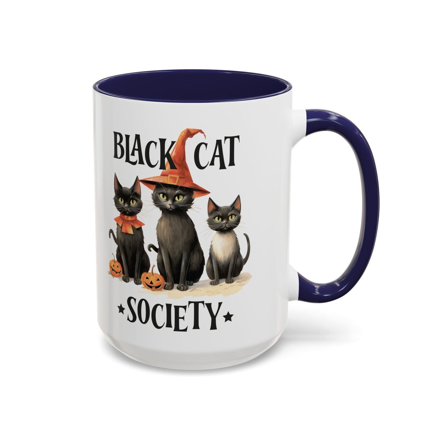 Black Cat Society Halloween Mug | Cute Black Cat Coffee Mug | Halloween Fall Drinkware | Witchy Cat Design