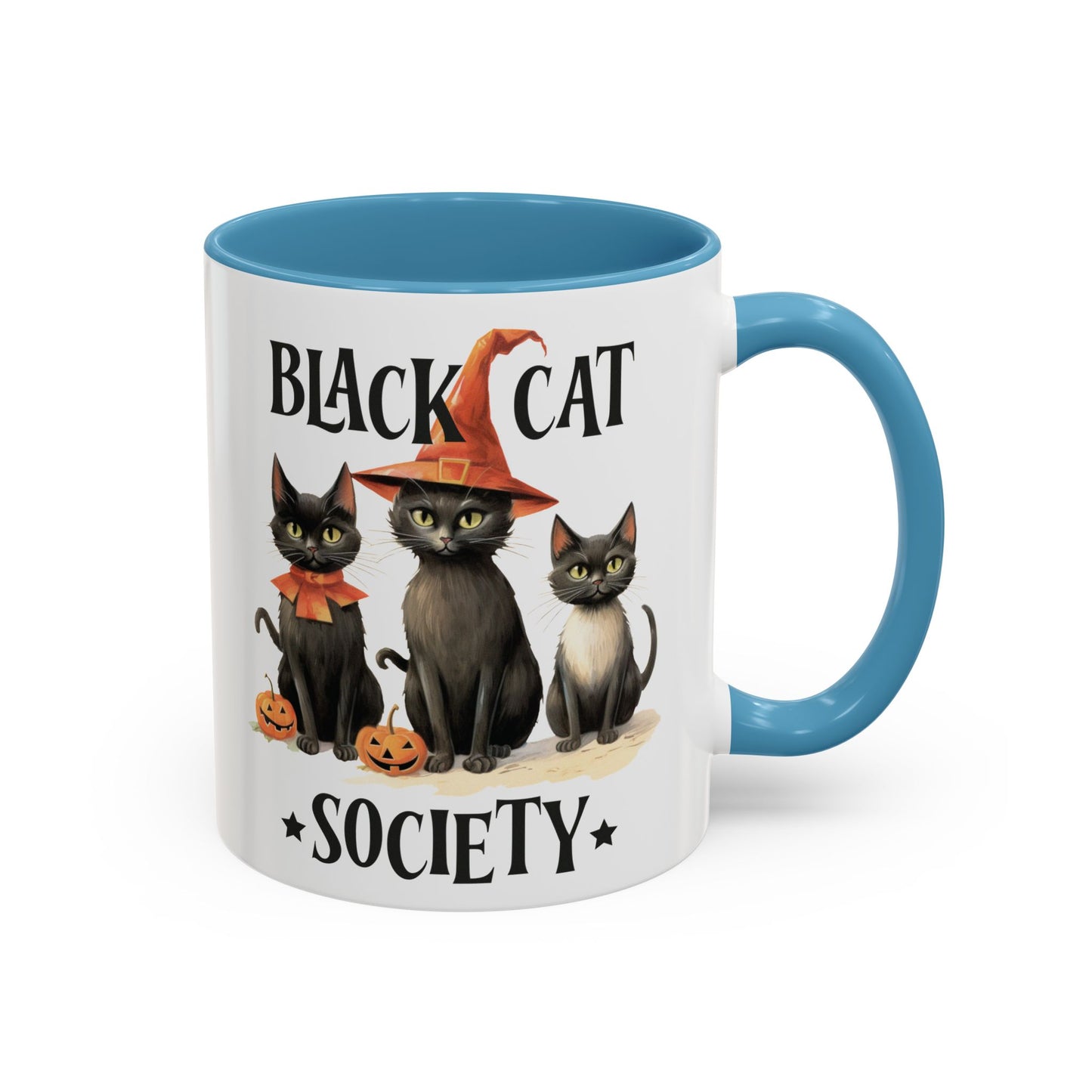 Black Cat Society Halloween Mug | Cute Black Cat Coffee Mug | Halloween Fall Drinkware | Witchy Cat Design