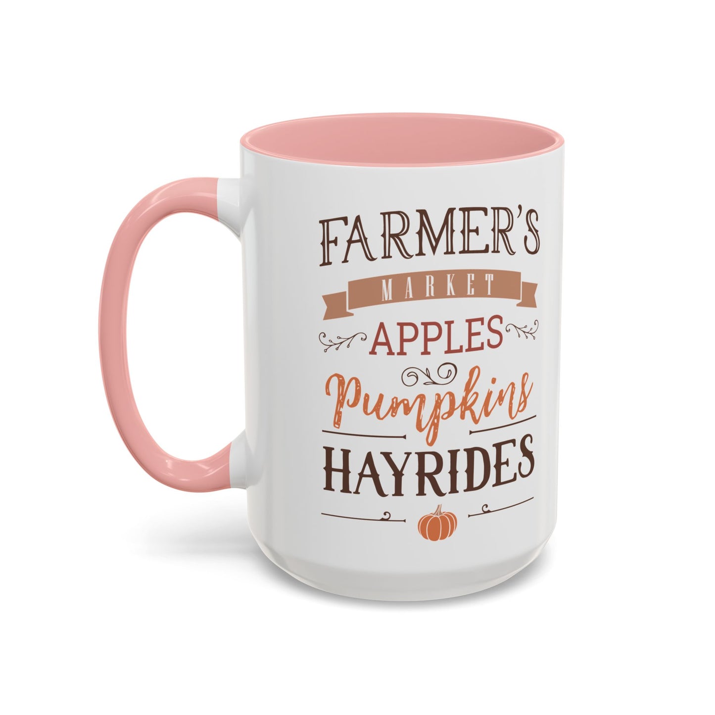 Farmers Market Fall Mug | 11oz and 15oz Ceramic Coffee Cup | Apples, Pumpkins, & Hayrides Autumn Design