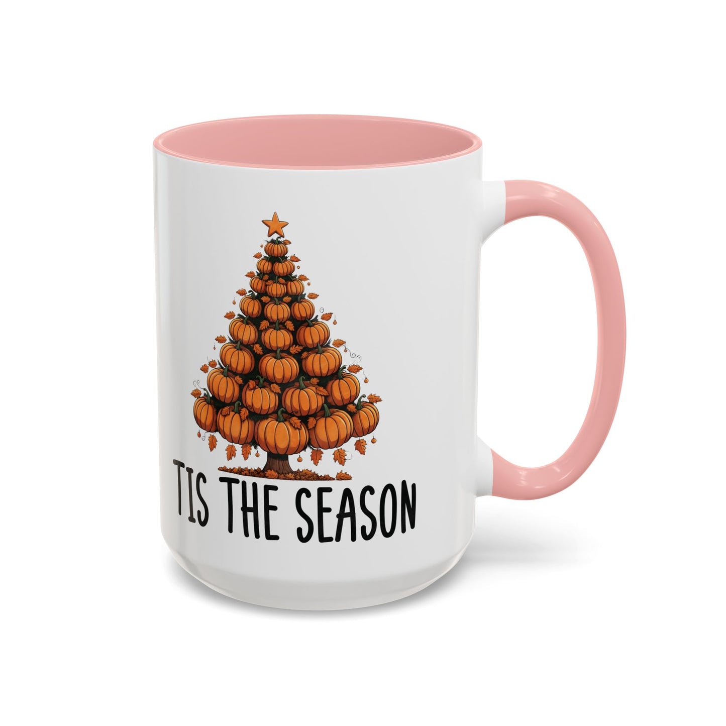 Tis the Season Pumpkin Tree Mug | 11oz and 15oz Ceramic Coffee Cup | Festive Fall & Holiday Design