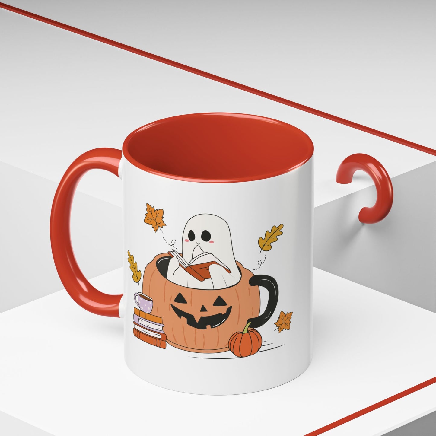 Cozy Ghost in Pumpkin Mug | 11oz and 15oz Ceramic Coffee Cup | Cute Autumn & Halloween Design