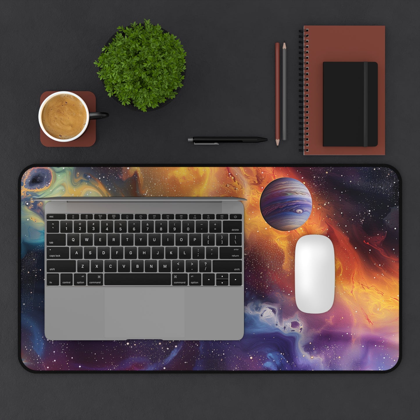 Cosmic Nebula Computer Desk Mat | Galactic Mouse Pad | Anti-Slip Neoprene Desk Mat for Home Office | 3 Sizes Available