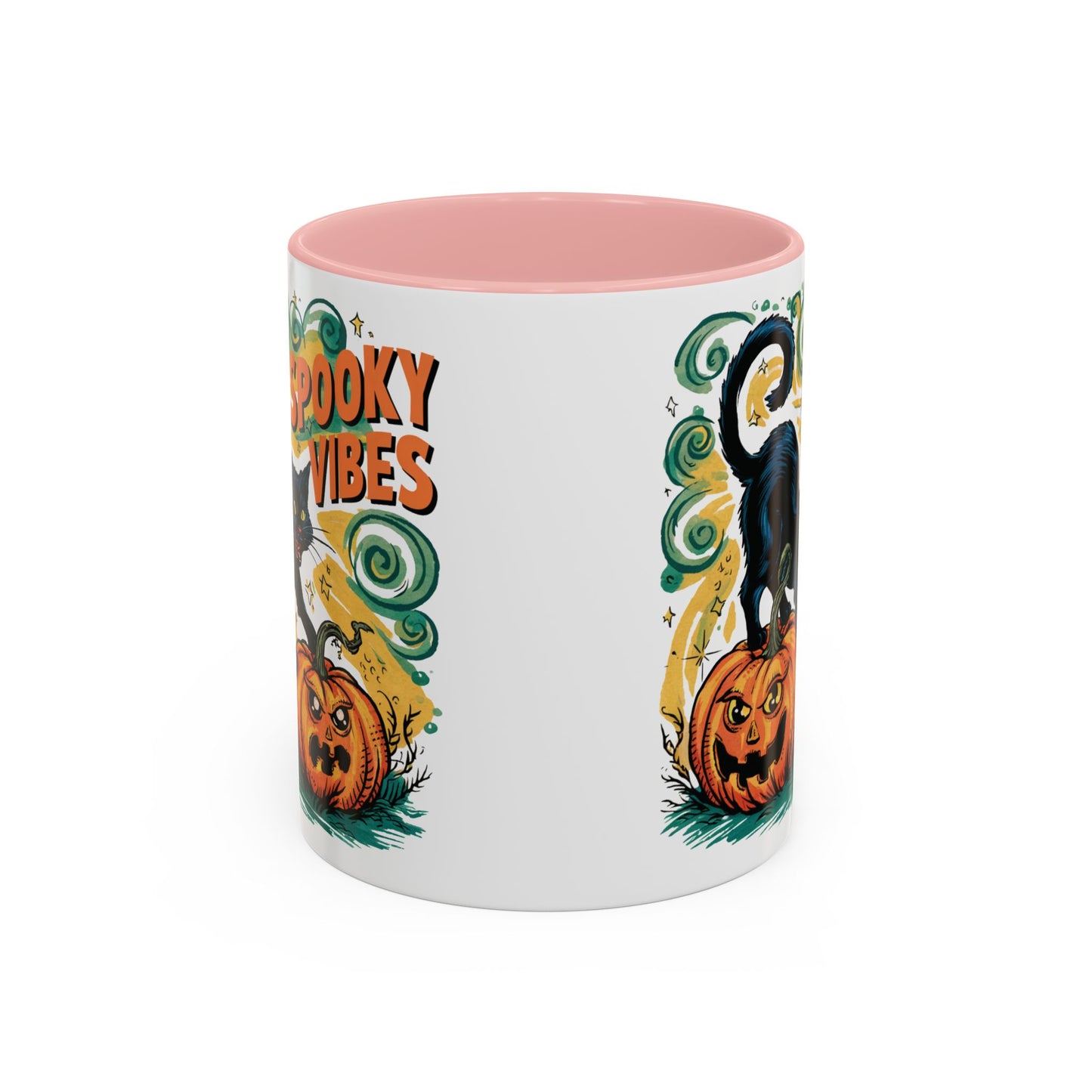 Spooky Vibes Halloween Mug | Black Cat and Pumpkin Design | Halloween Coffee Mug | Fall Drinkware