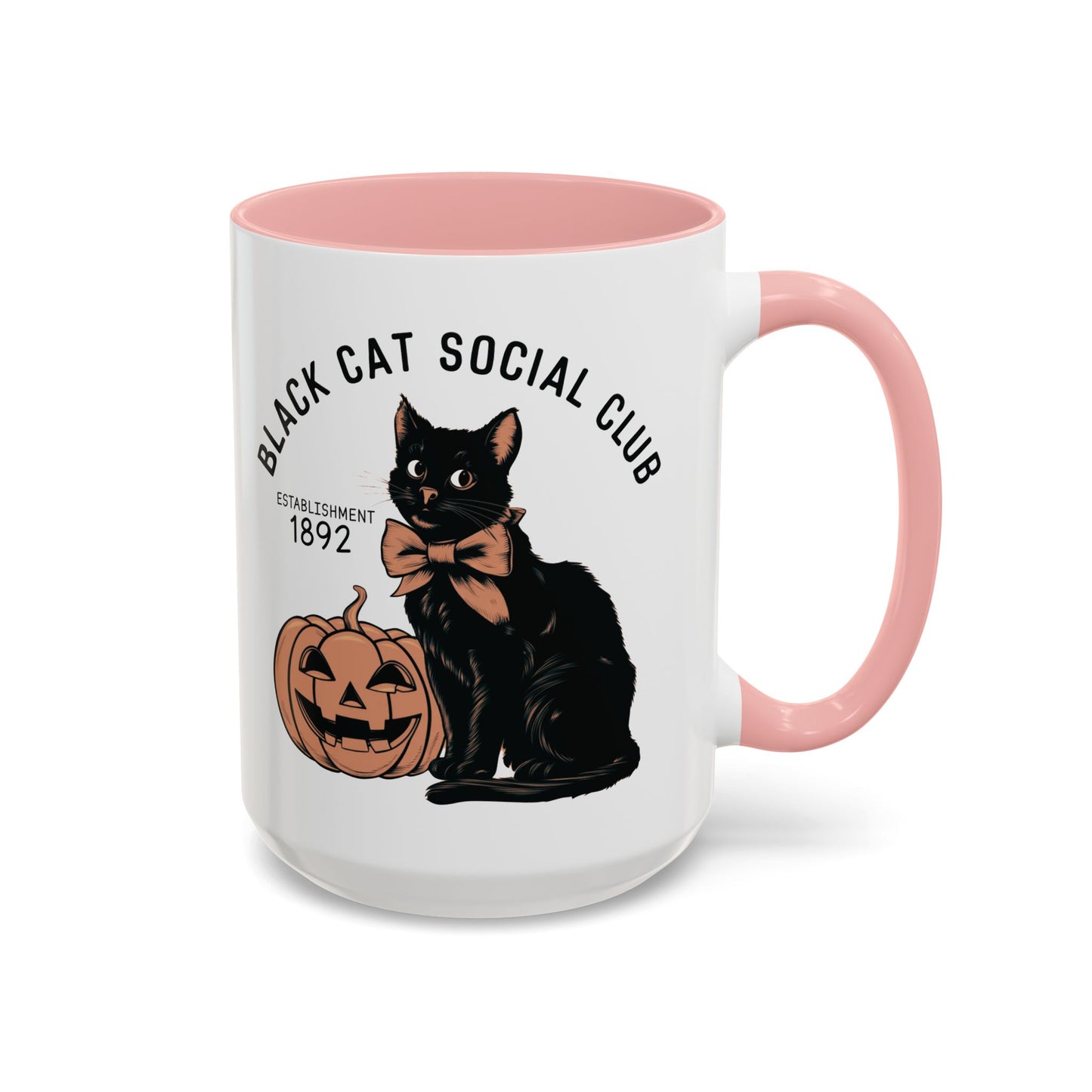 Black Cat Social Club Mug | Halloween Cat and Pumpkin Design | Spooky Coffee Mug | Fall Drinkware Gift