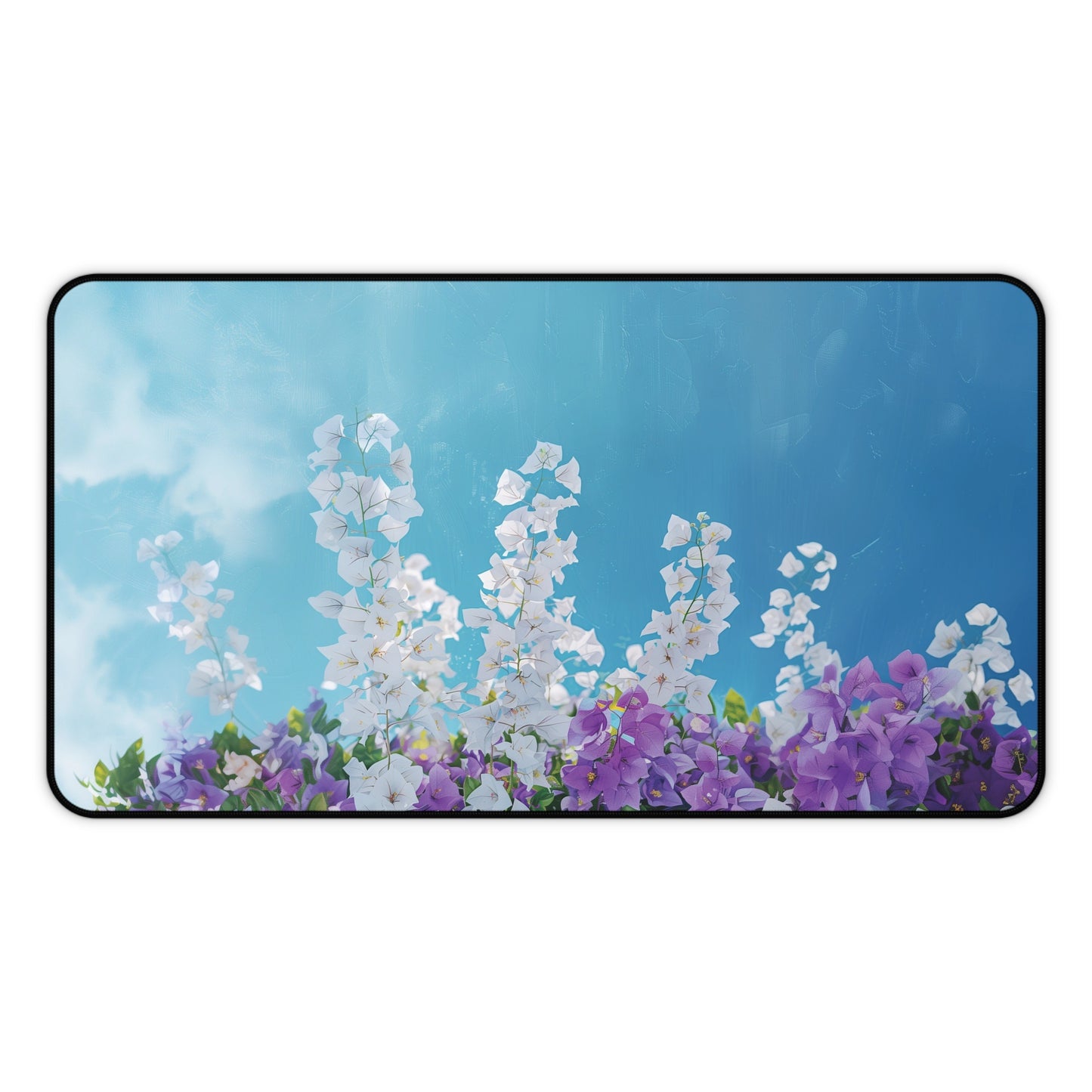 Floral Bliss Desk Mat | Wisteria & Blue Sky Design | Neoprene | Anti-Slip | 3 Sizes | Office Decor