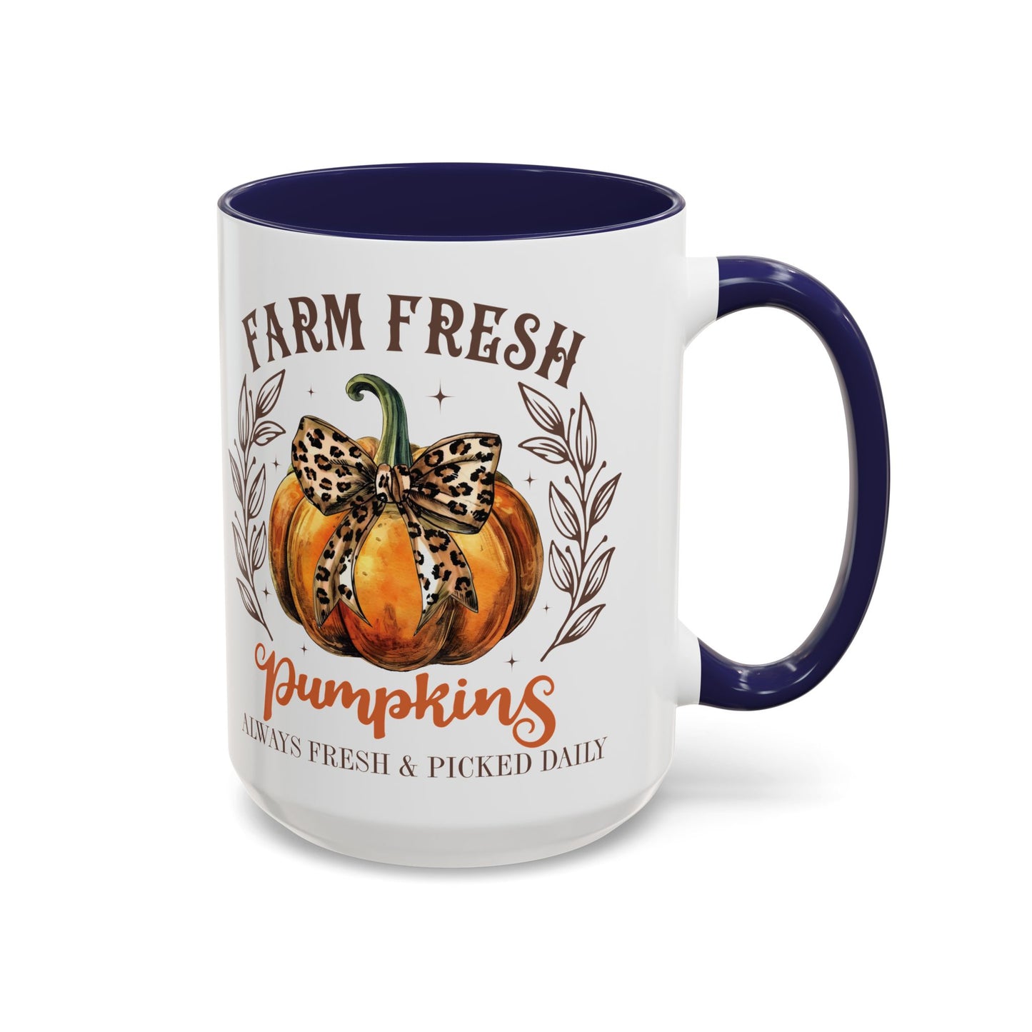 Farm Fresh Pumpkins Fall Mug | 11oz and 15oz Ceramic Coffee Cup | Rustic Autumn Pumpkin Design