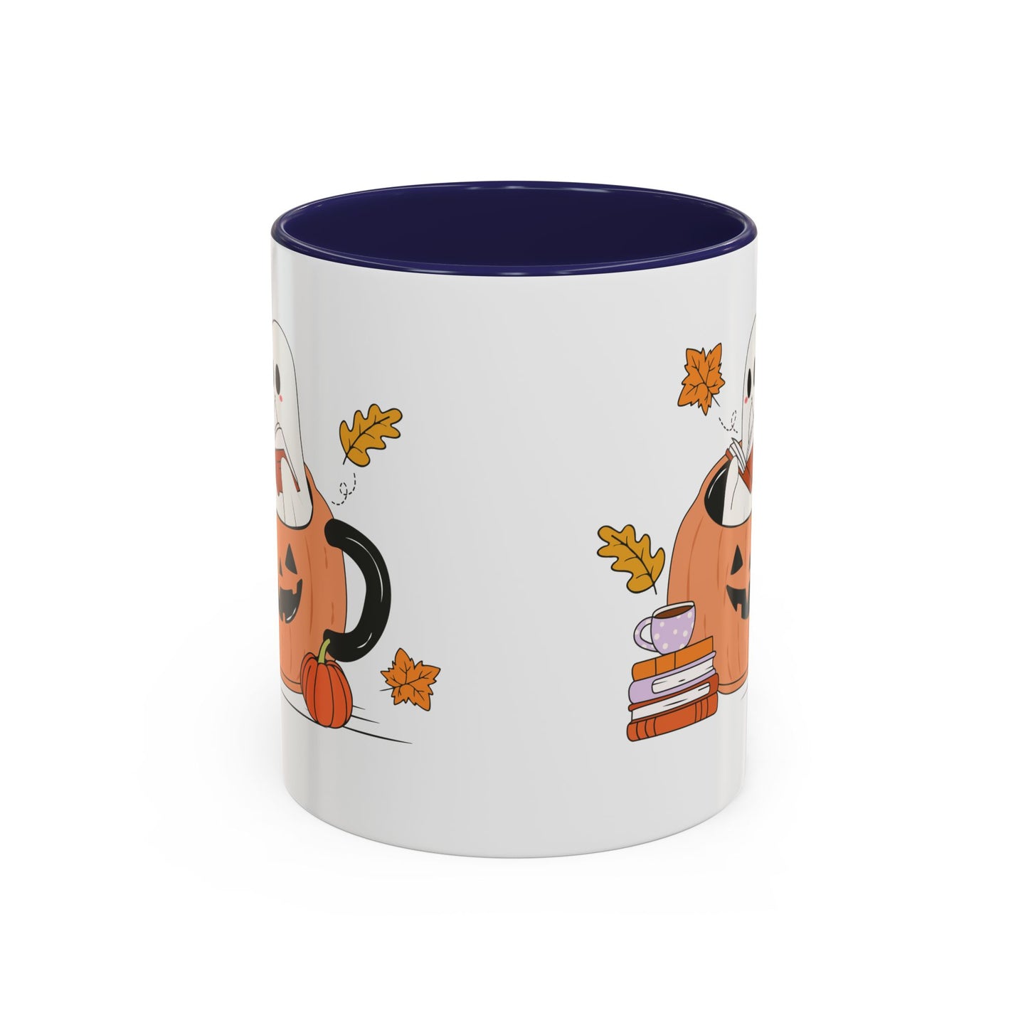 Cozy Ghost in Pumpkin Mug | 11oz and 15oz Ceramic Coffee Cup | Cute Autumn & Halloween Design