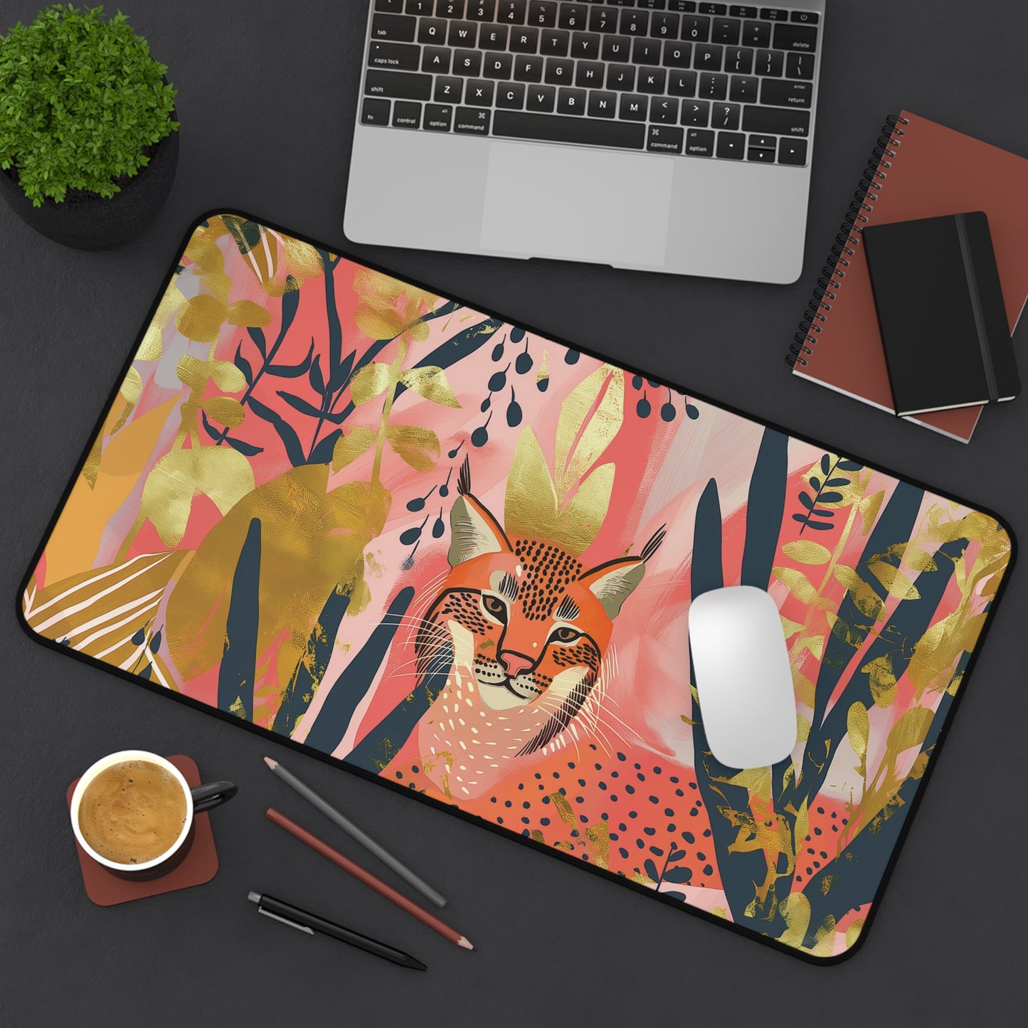 Leopard Jungle Desk Mat | Neoprene Mouse Pad | Anti-Slip Office Desk Mat | 3 Sizes Available