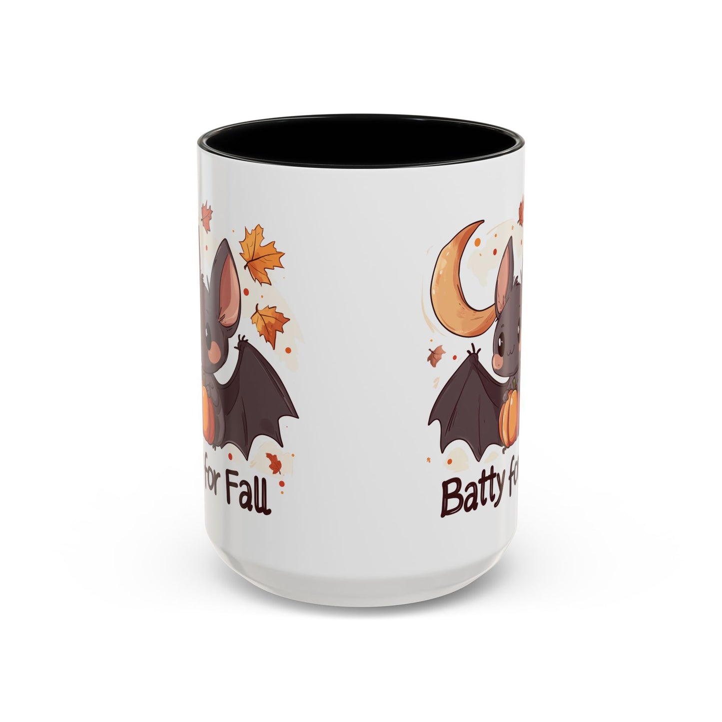 Batty for Fall Ceramic Mug - Adorable Bat and Pumpkin Design - Perfect for Halloween and Autumn Lovers