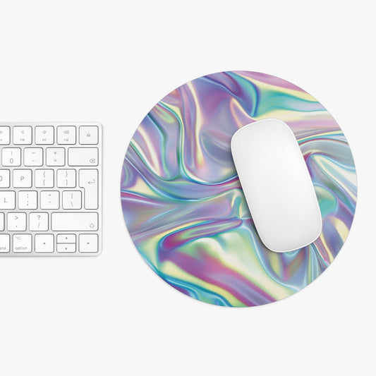 Holographic Silk Design Personalized Mouse Pad - Custom Round or Rectangle Neoprene Mousepad with Non-Slip Rubber Bottom