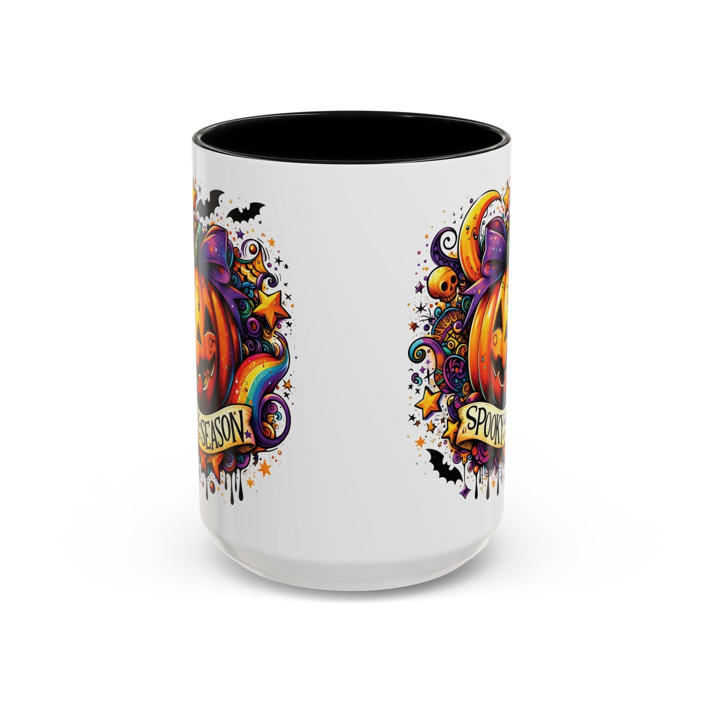 Spooky Season Halloween Mug | Colorful Pumpkin Design | 11oz and 15oz Ceramic Coffee Cup