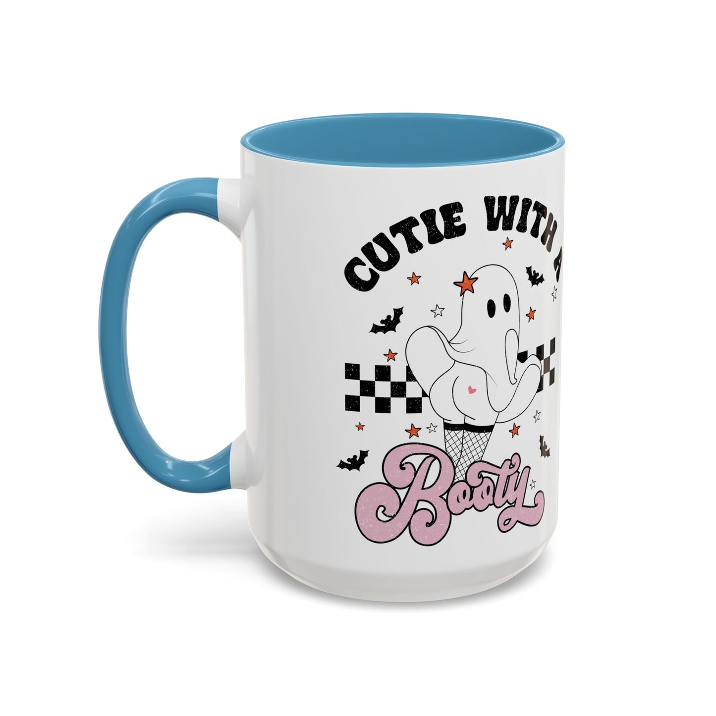 Cutie with a Booty Halloween Ghost Mug | 11oz and 15oz Ceramic Coffee Cup | Funny Halloween Design