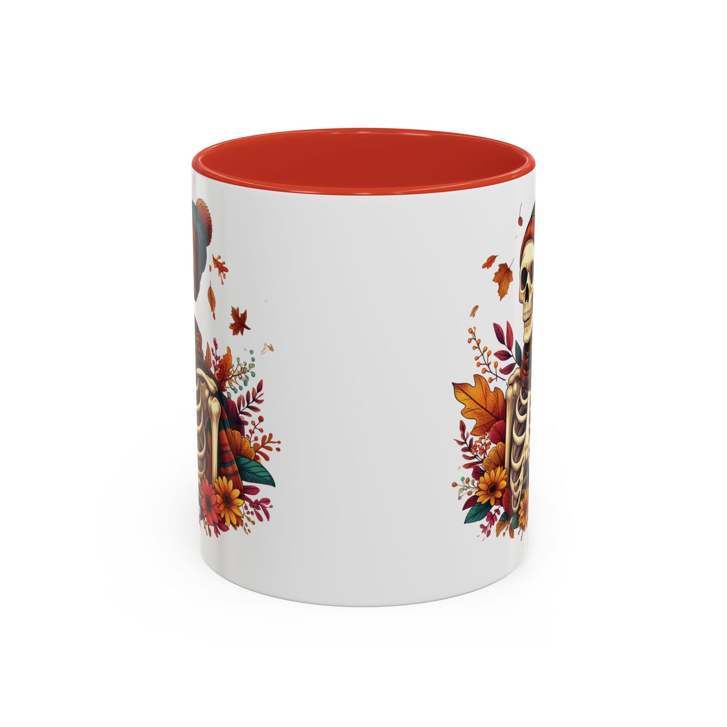 Cozy Fall Skeleton Mug | Cute Autumn Skeleton Coffee Mug | Fall-Themed Drinkware | Halloween Skeleton in Scarf Design