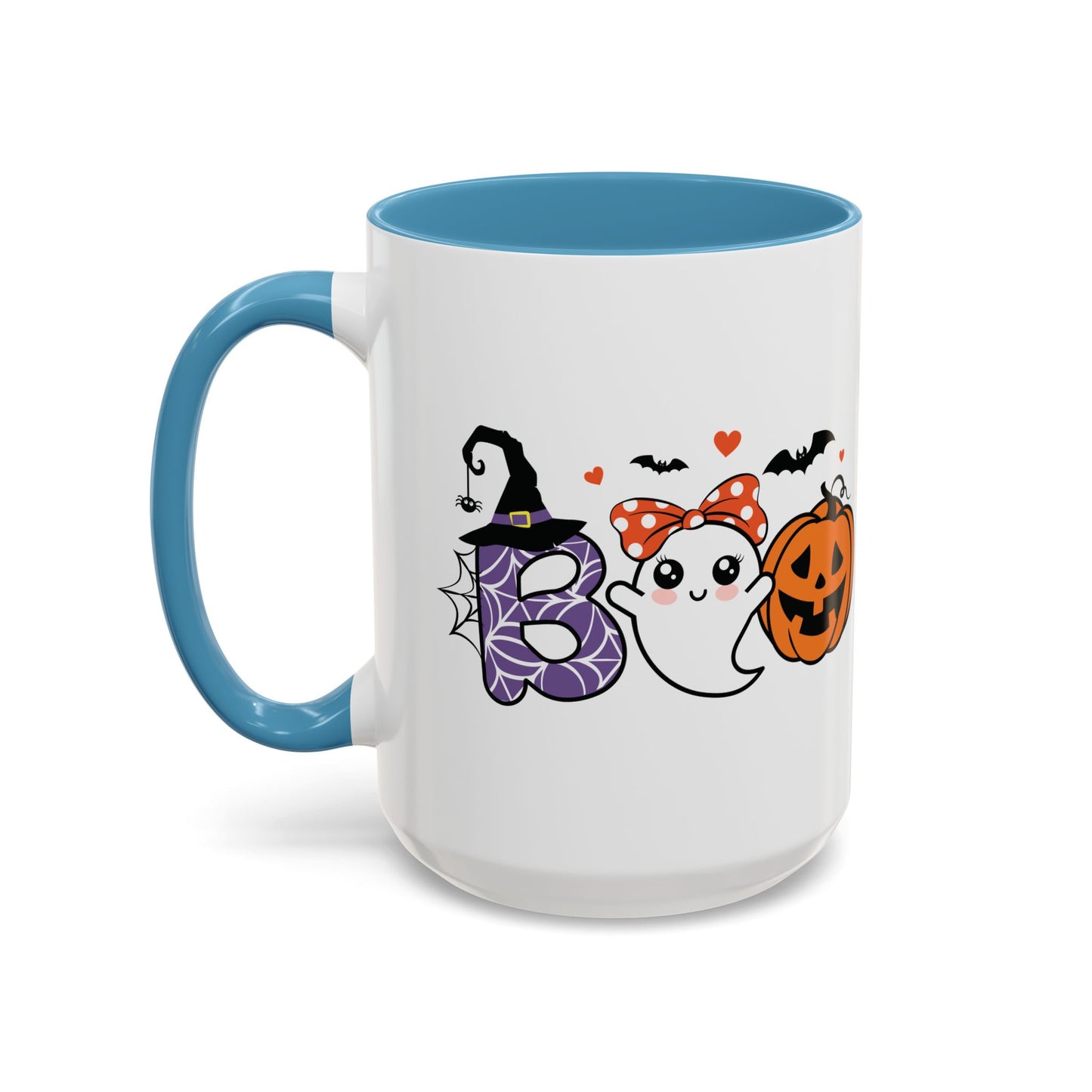 Cute Boo Halloween Mug | 11oz and 15oz Ceramic Coffee Cup | Adorable Ghost, Pumpkin and Witch Hat Design