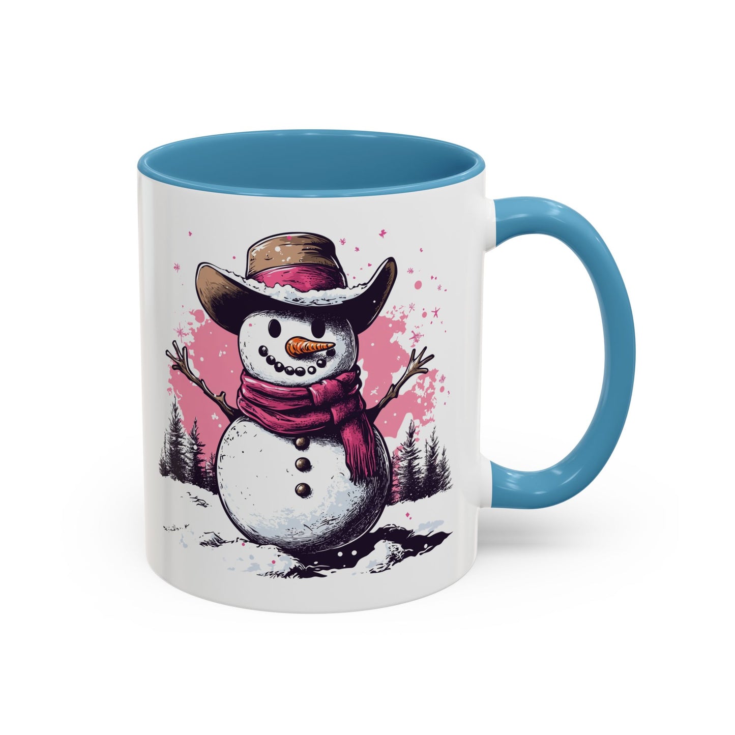 Cowboy Snowman Ceramic Mug - Festive Western Holiday Design - Perfect for Christmas and Winter Fun