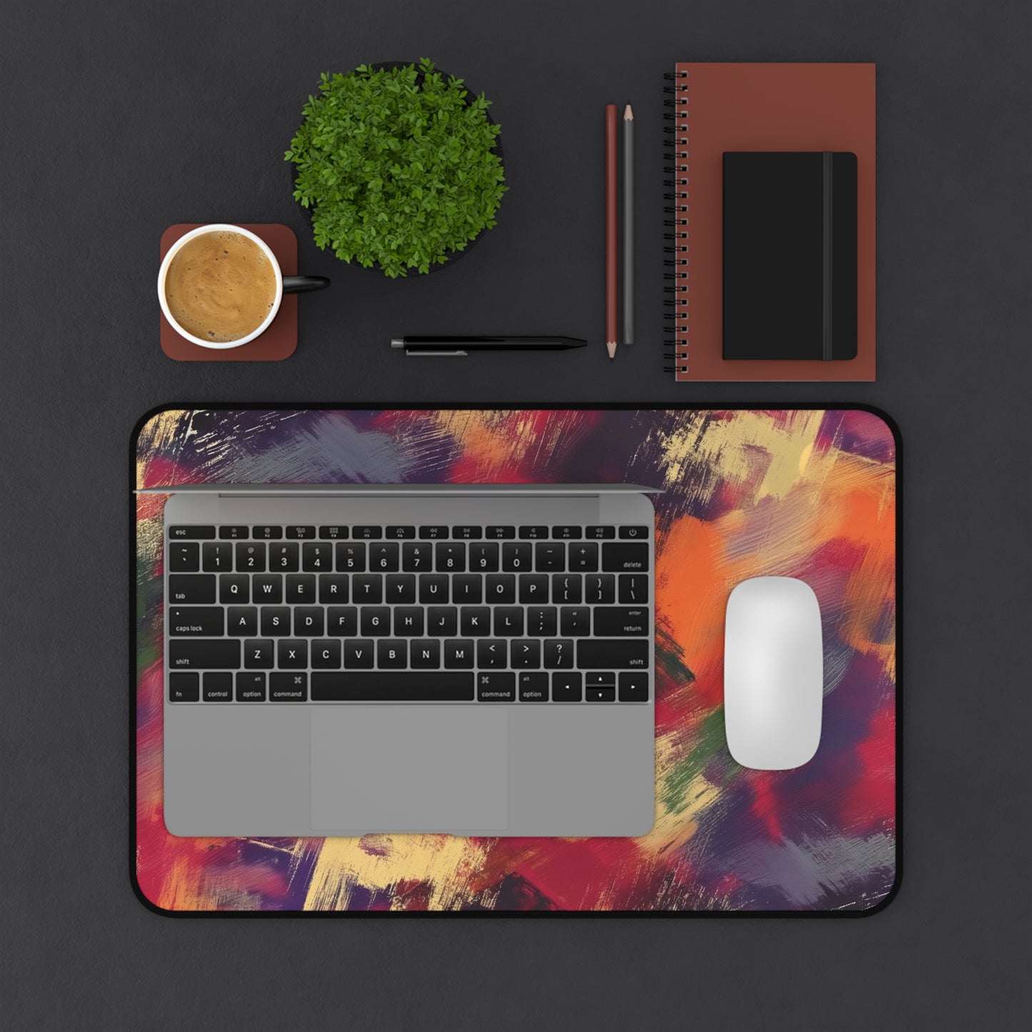 Color Splash Desk Mat | Bold Abstract Neoprene Mouse Pad | Vibrant Anti-Slip Office Desk Mat | 3 Sizes Available