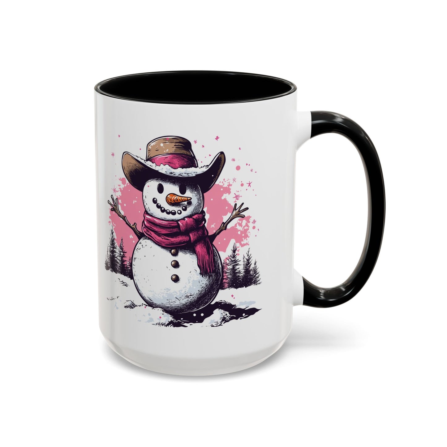 Cowboy Snowman Ceramic Mug - Festive Western Holiday Design - Perfect for Christmas and Winter Fun