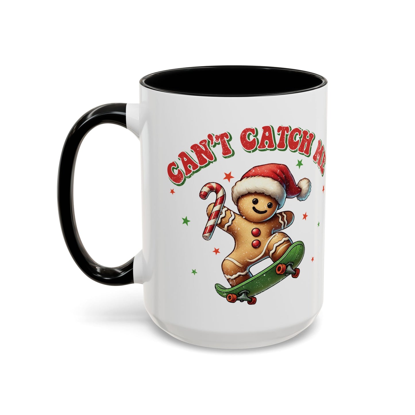 Can't Catch Me Gingerbread Mug - Fun Holiday Skateboarding Gingerbread Design - Perfect for Christmas Cheer