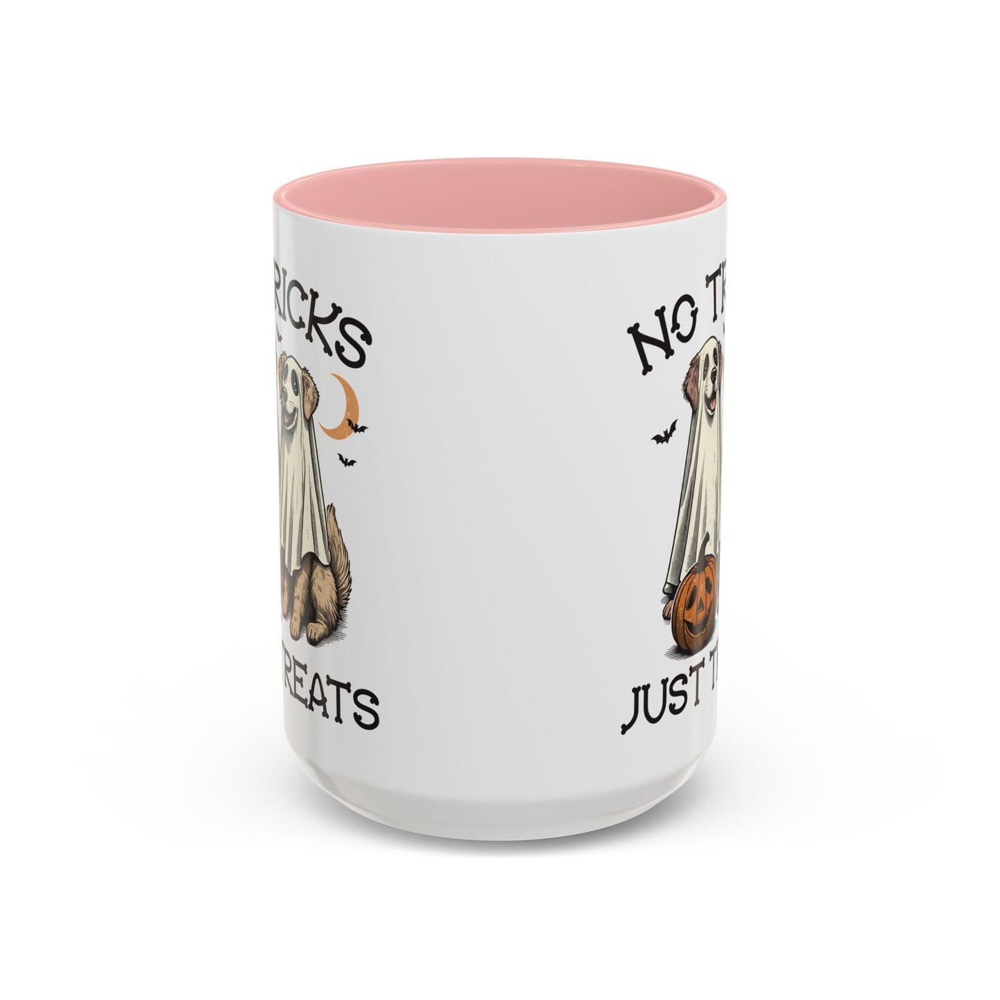 No Tricks Just Treats Halloween Dog Mug | Cute Ghost Dog Coffee Mug | Spooky Season Mug | 11oz and 15oz Ceramic Mug