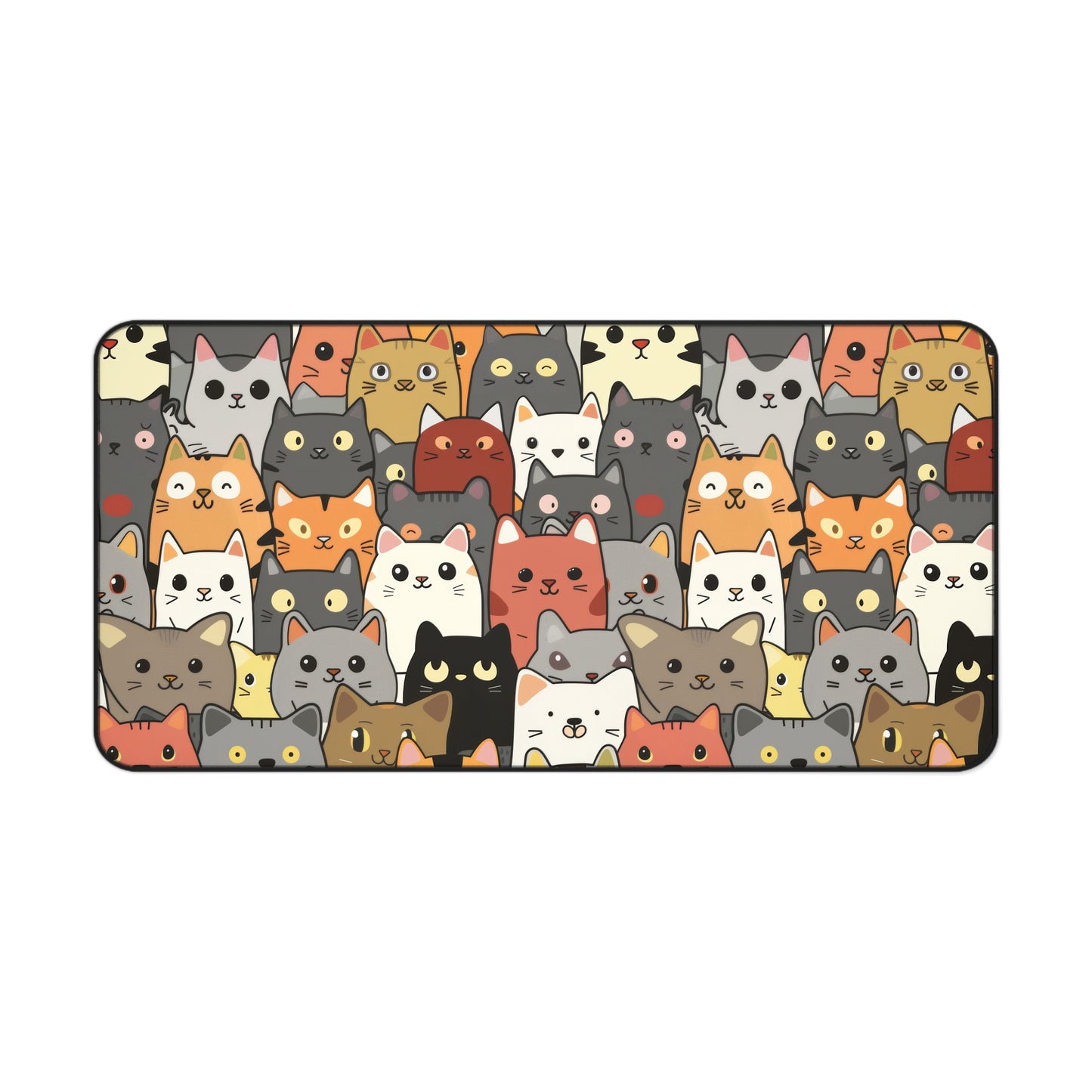 Cute Cat Desk Mat With Kittens - Customizable Neoprene Anti-Slip Mouse Pad - Whimsical Office Decor - Available in 3 Sizes