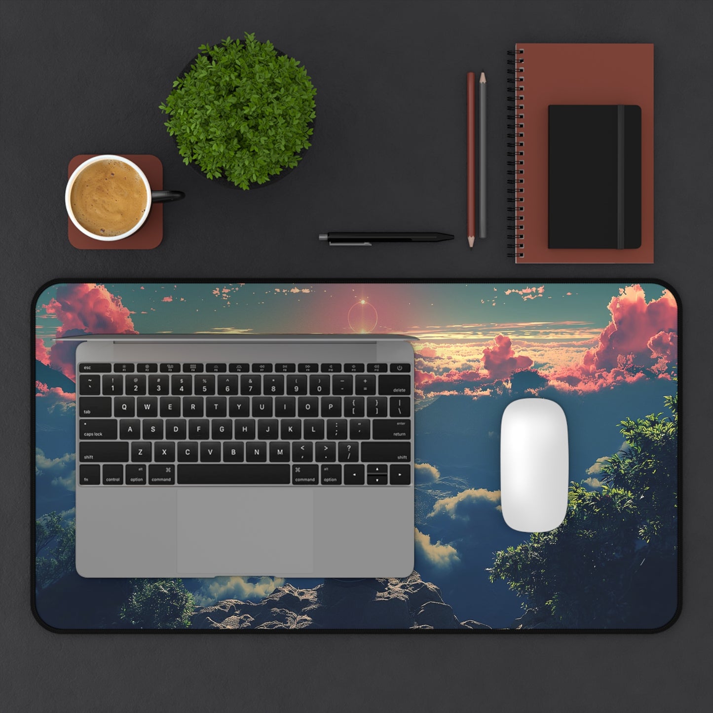 Serene Sunset Computer Desk Mat | Customizable Scenic Mouse Pad | Anti-Slip Neoprene Desk Mat for Home Office | 3 Sizes Available