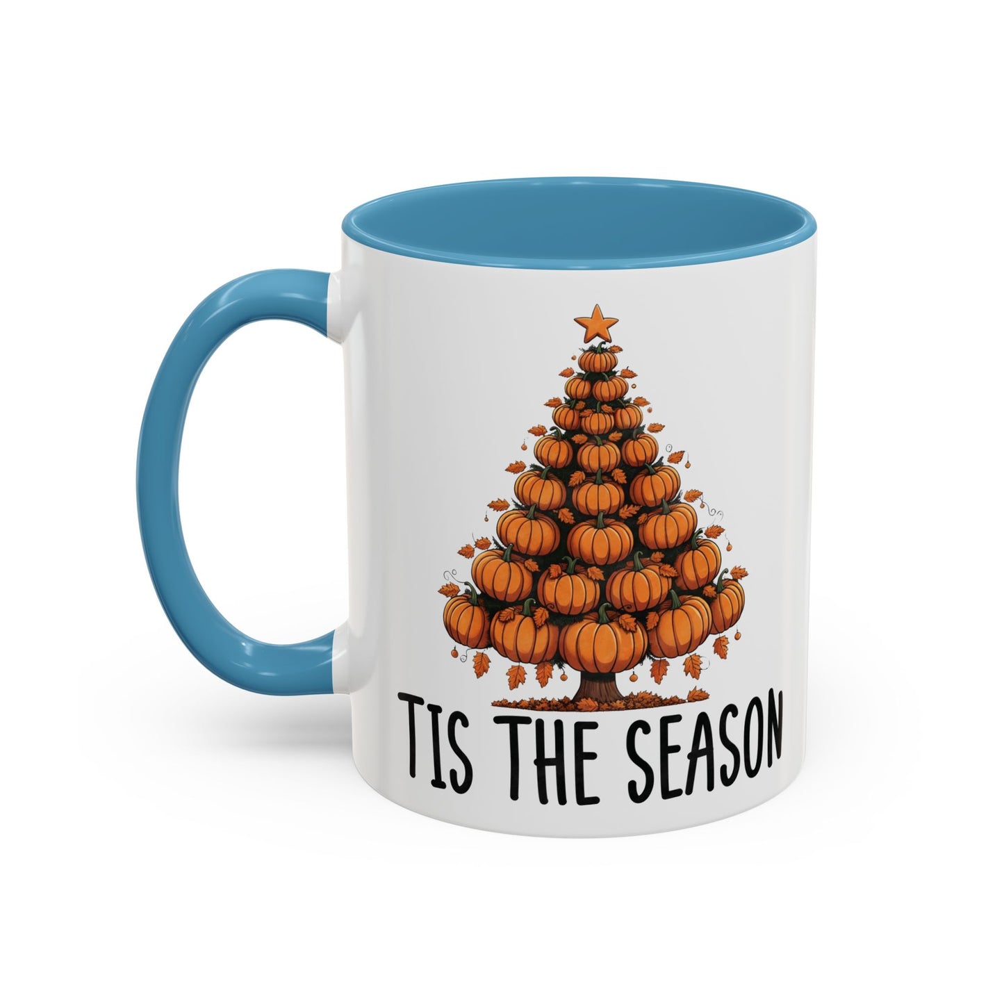 Tis the Season Pumpkin Tree Mug | 11oz and 15oz Ceramic Coffee Cup | Festive Fall & Holiday Design