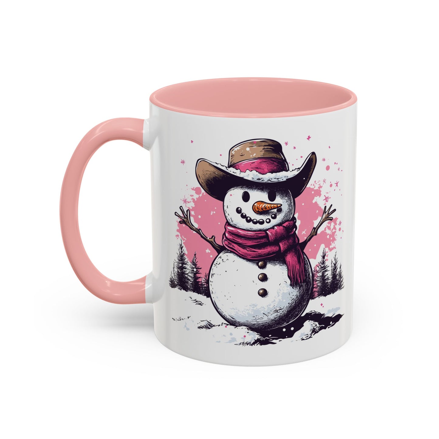 Cowboy Snowman Ceramic Mug - Festive Western Holiday Design - Perfect for Christmas and Winter Fun