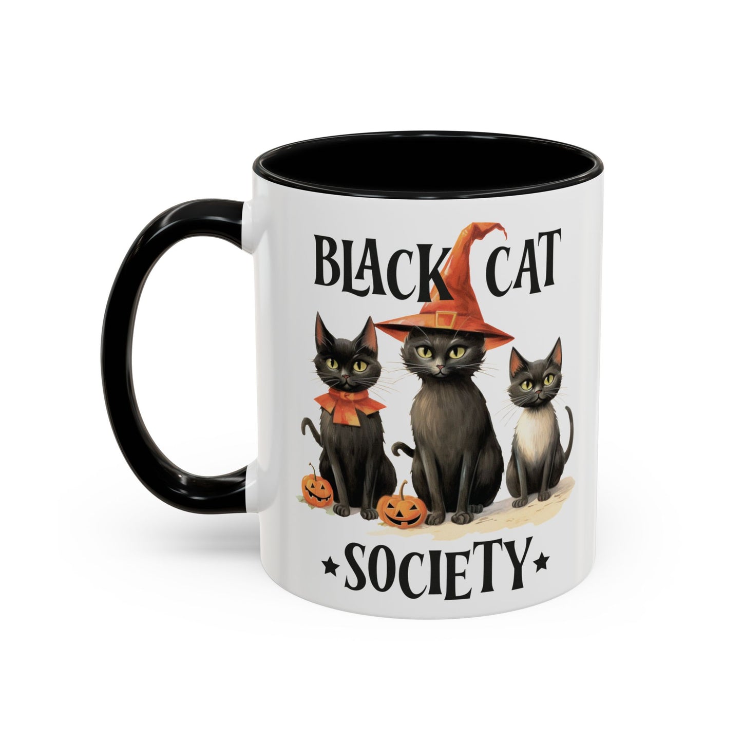 Black Cat Society Halloween Mug | Cute Black Cat Coffee Mug | Halloween Fall Drinkware | Witchy Cat Design