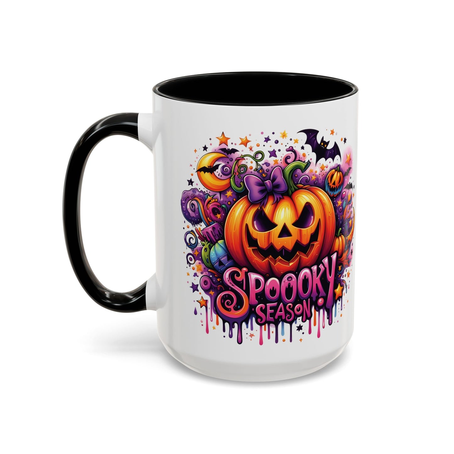 Spooky Season Halloween Mug | Colorful Jack-O'-Lantern Design | 11oz and 15oz Ceramic Coffee Cup