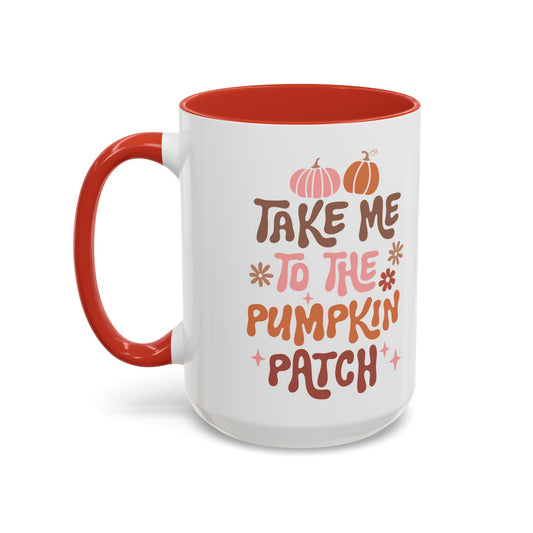 Take Me to the Pumpkin Patch Fall Mug | 11oz and 15oz Ceramic Coffee Cup | Retro Autumn Design