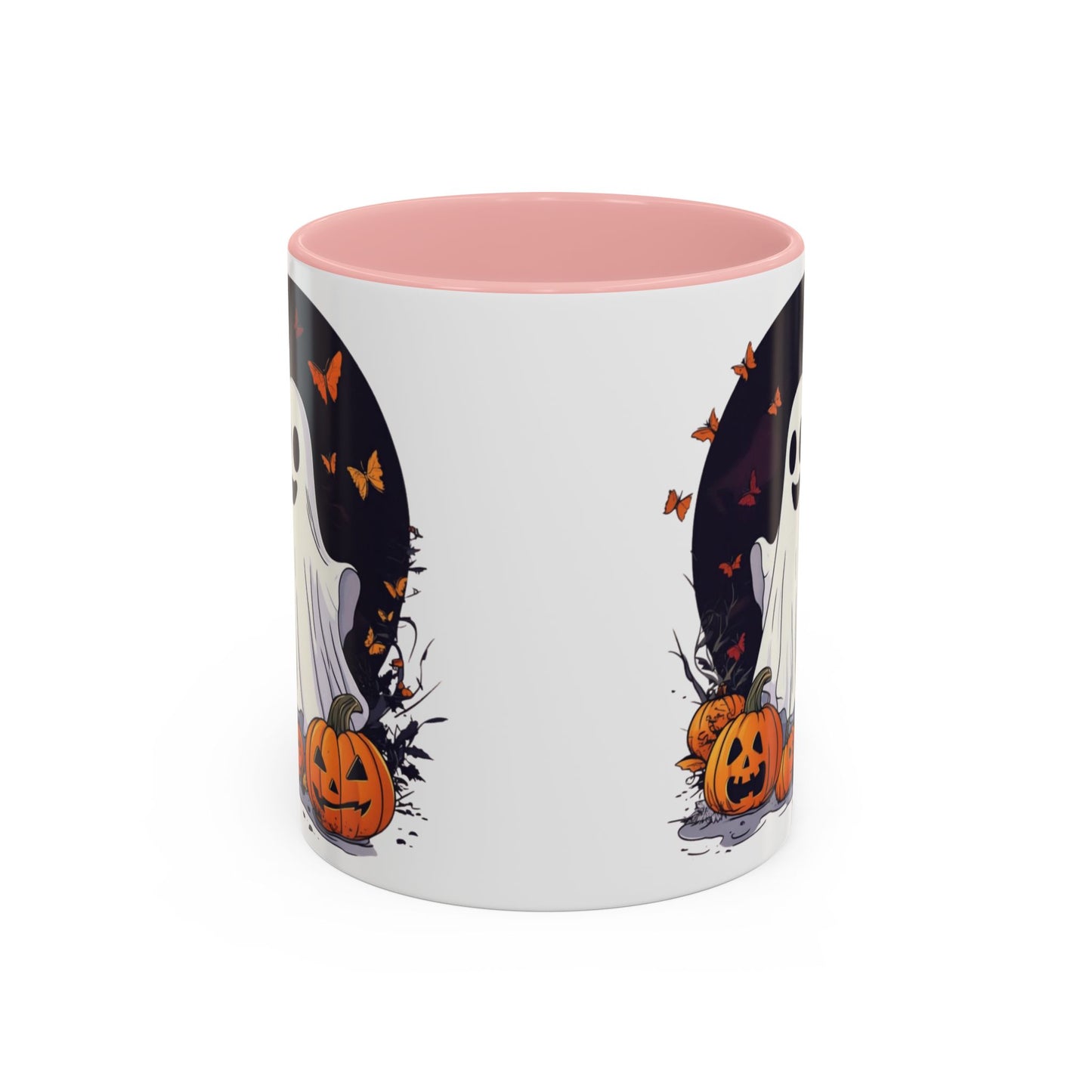 Halloween Ghost Mug - Cute Pumpkin Coffee Cup - White Ceramic Mug with Red Accent - Perfect Spooky Gift - 11oz & 15oz - BPA Free