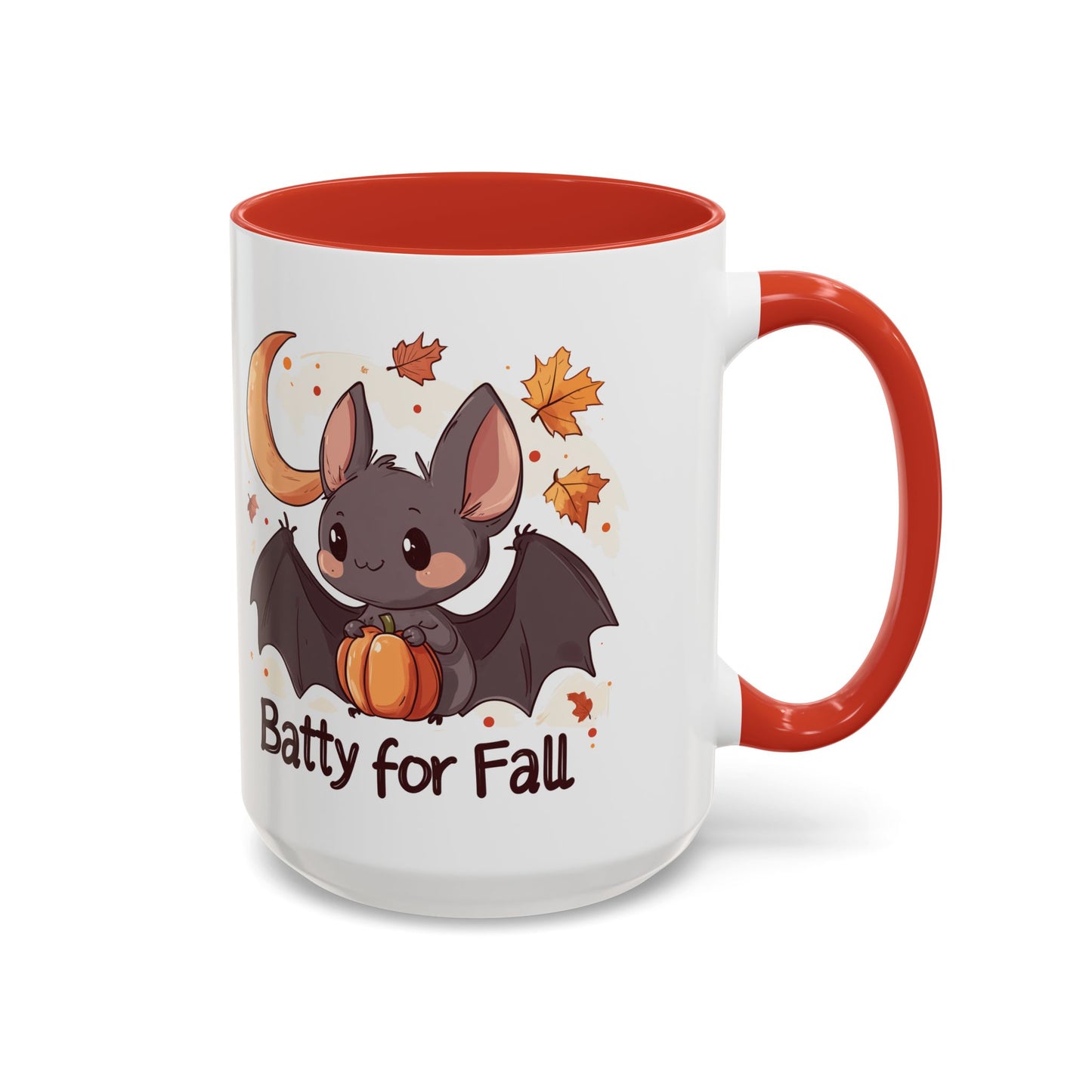 Batty for Fall Ceramic Mug - Adorable Bat and Pumpkin Design - Perfect for Halloween and Autumn Lovers