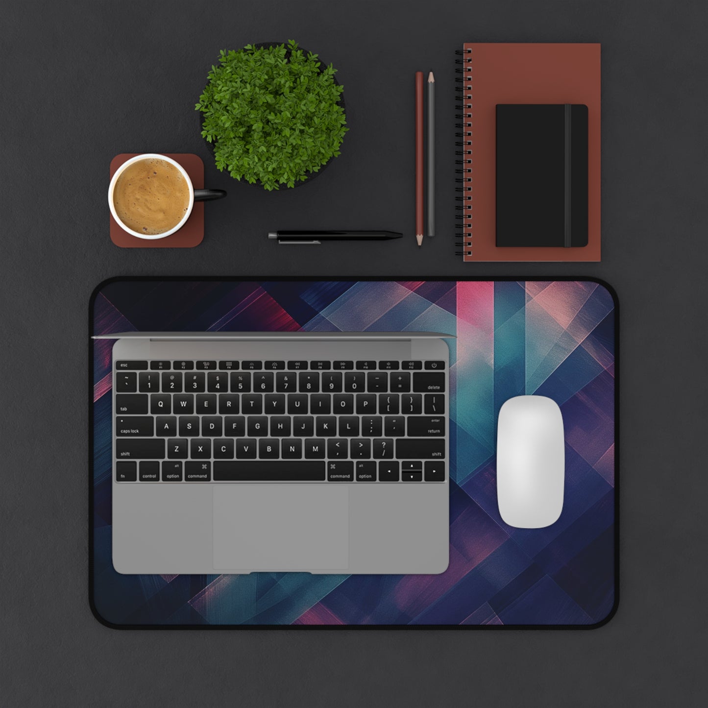 Geometric Abstract Desk Mat | Modern Neoprene Mouse Pad | Anti-Slip Office Desk Mat | 3 Sizes Available