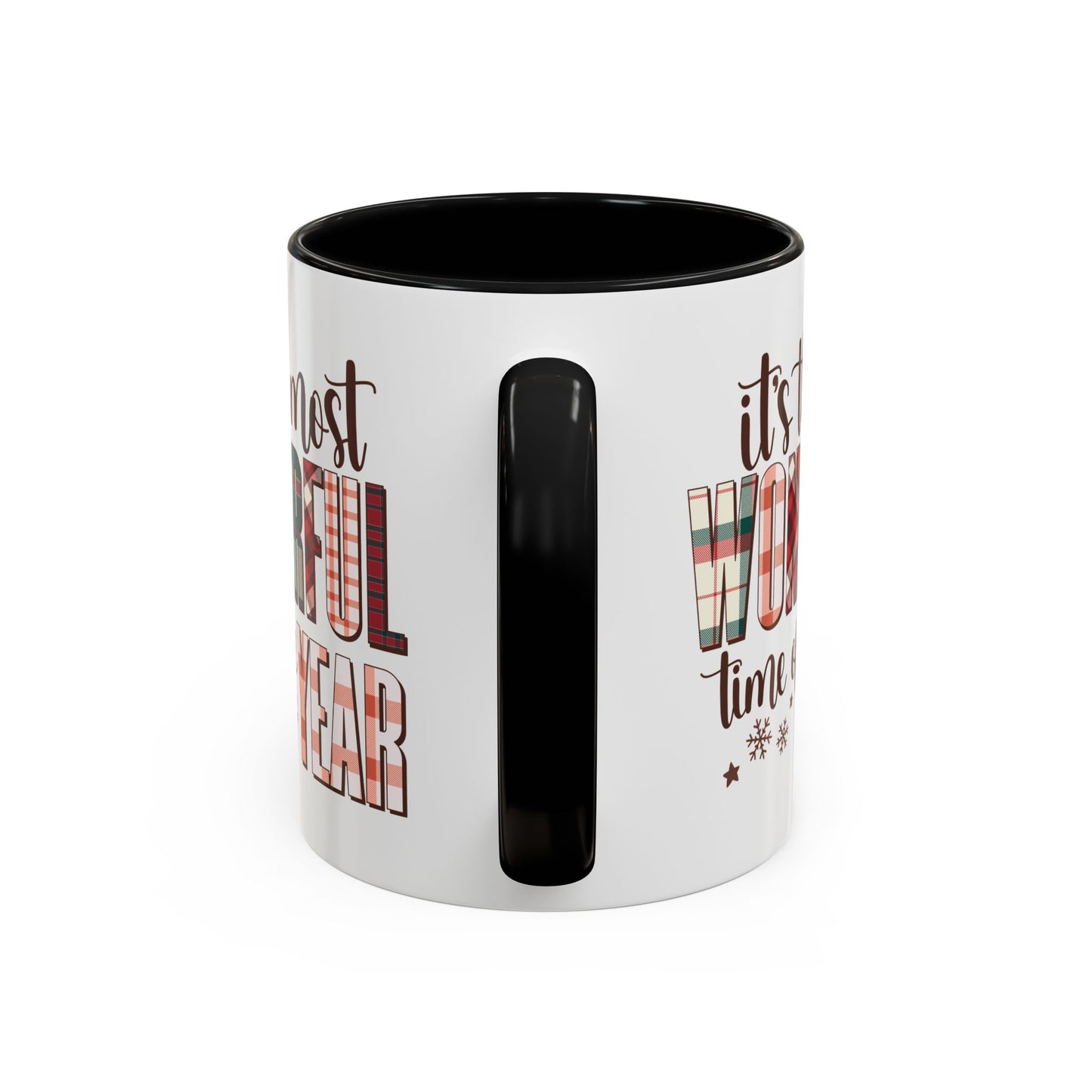 It's the Most Wonderful Time of the Year Christmas Mug | Plaid Text Holiday Design | Festive Winter Coffee Mug