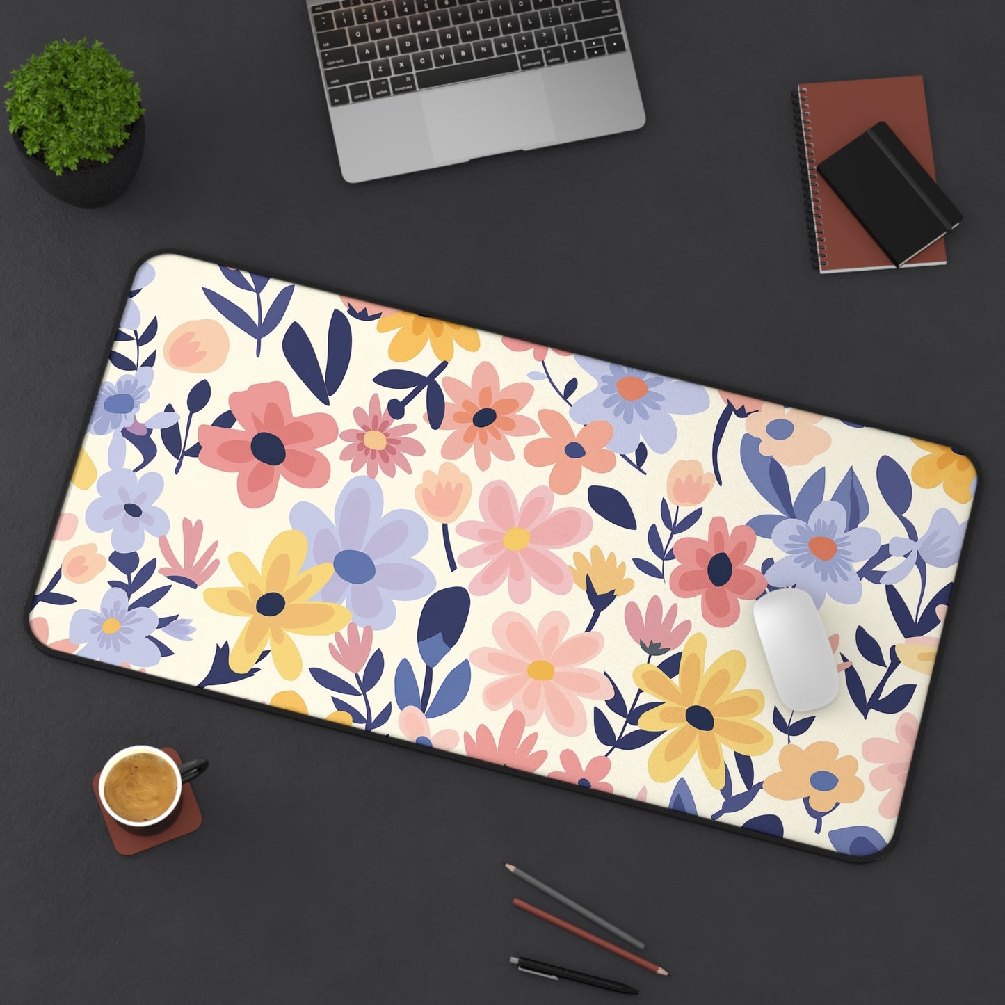 Pastel Floral Pattern Mousepad, Gaming Mousepad, Large Mousepad, Keyboard Mouse Mat, Desk Pad for Work Game Home XL 3 Sizes