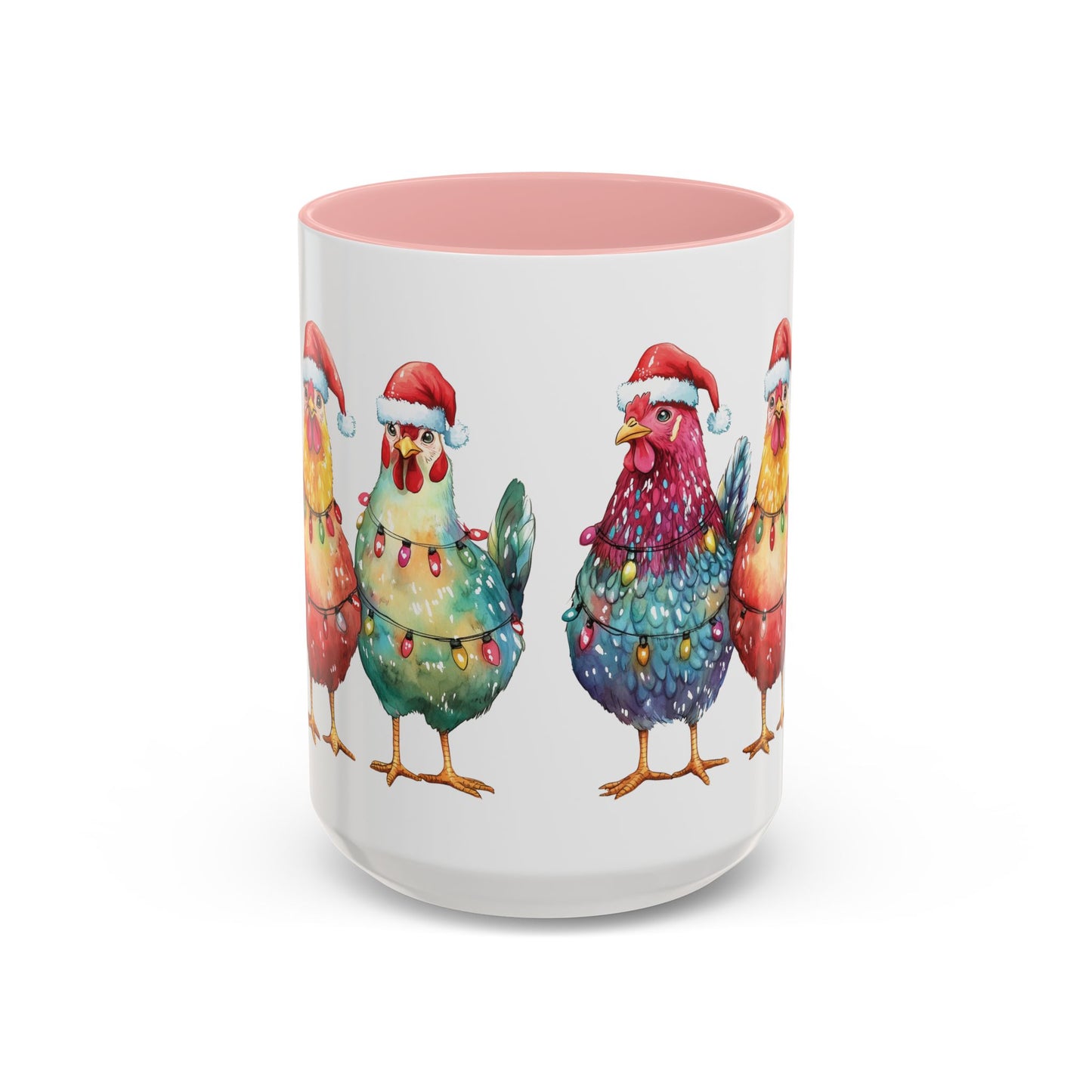 Christmas Chickens Mug - Festive Holiday Chicken Trio Design - Perfect for Farmhouse Christmas Decor