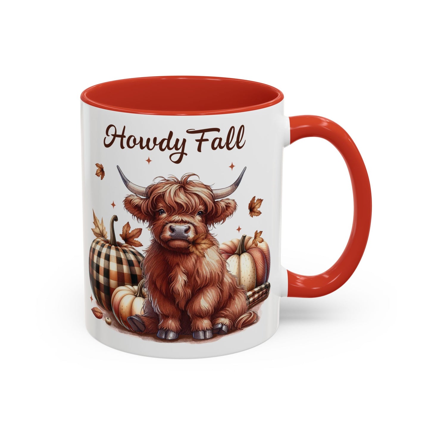 Howdy Fall Mug - Autumn Highland Cow Coffee Mug - White Ceramic Cup with Fall Design - Perfect Seasonal Fall Gift