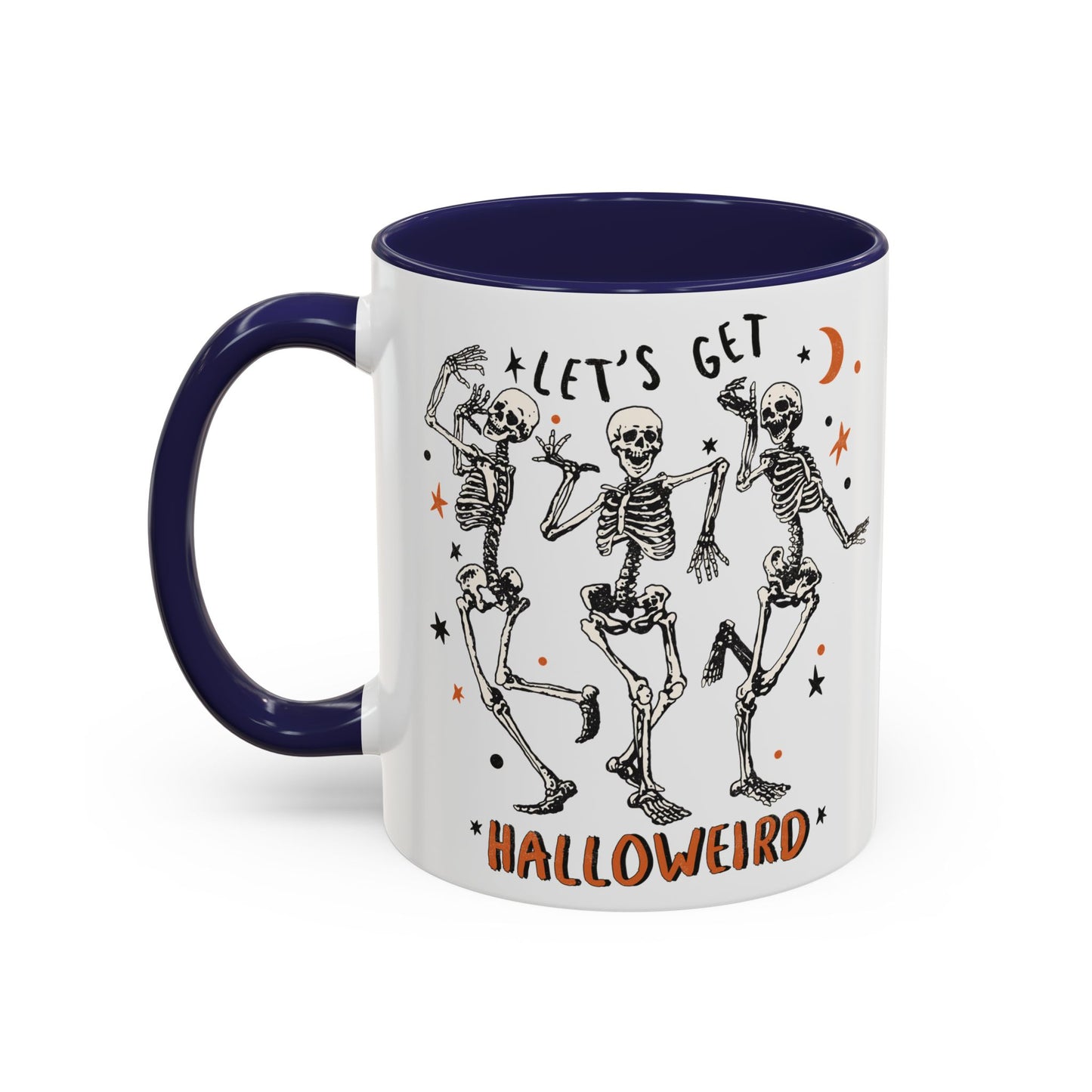 Lets Get Halloweird Halloween Mug | Dancing Skeleton Design | Funny Spooky Coffee Mug | Fall Drinkware | Unique Halloween Gift