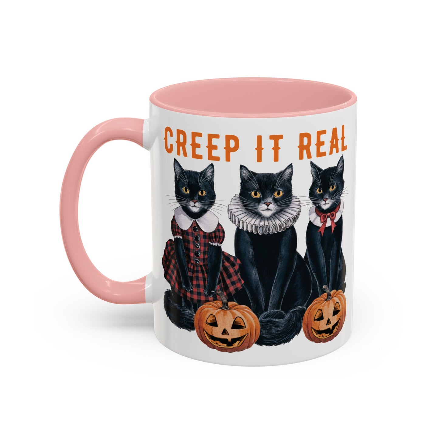 Creep It Real Halloween Mug | Black Cat and Pumpkin Design | Halloween Coffee Mug | Fall Drinkware