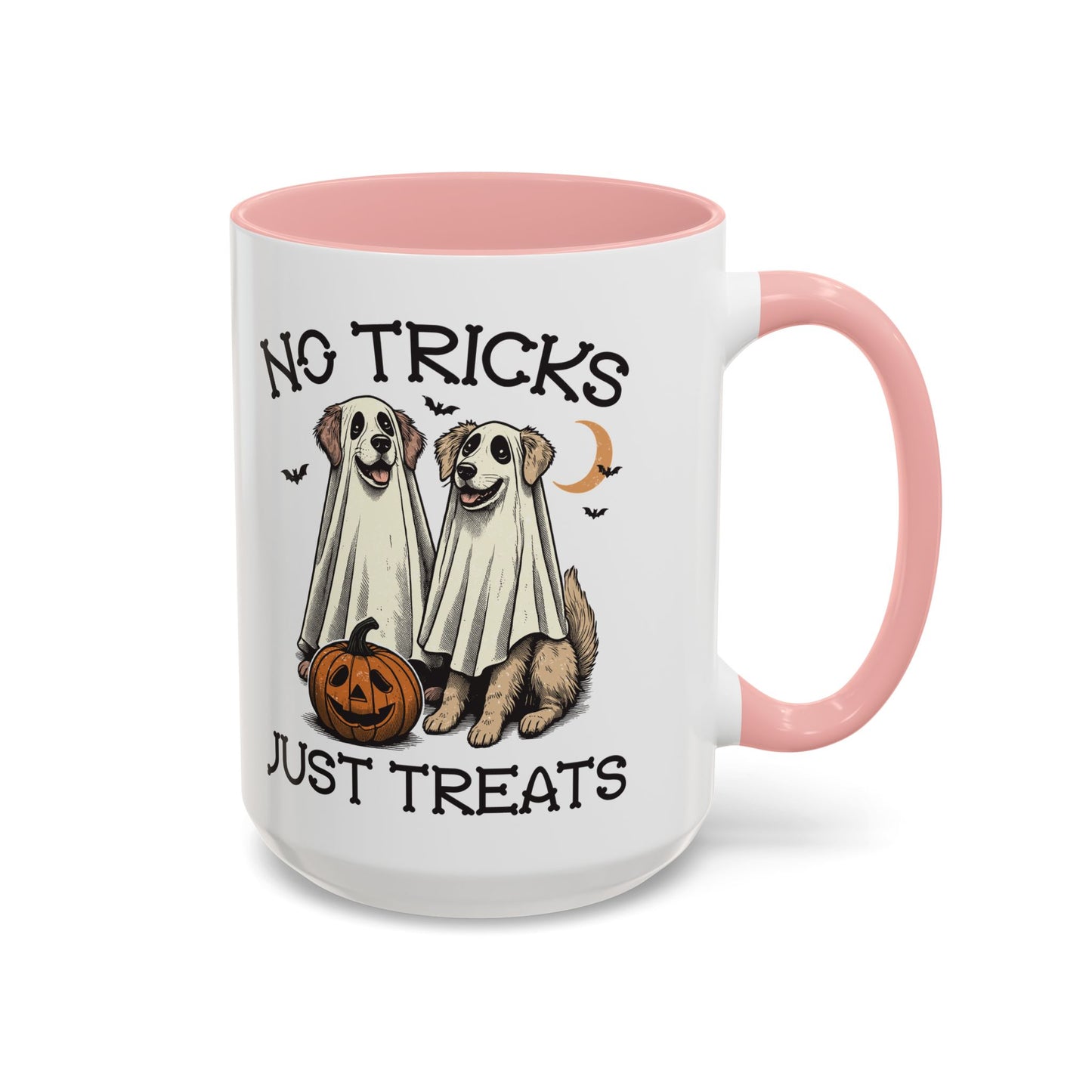 No Tricks Just Treats Halloween Dog Mug | Cute Ghost Dog Coffee Mug | Spooky Season Mug | 11oz and 15oz Ceramic Mug