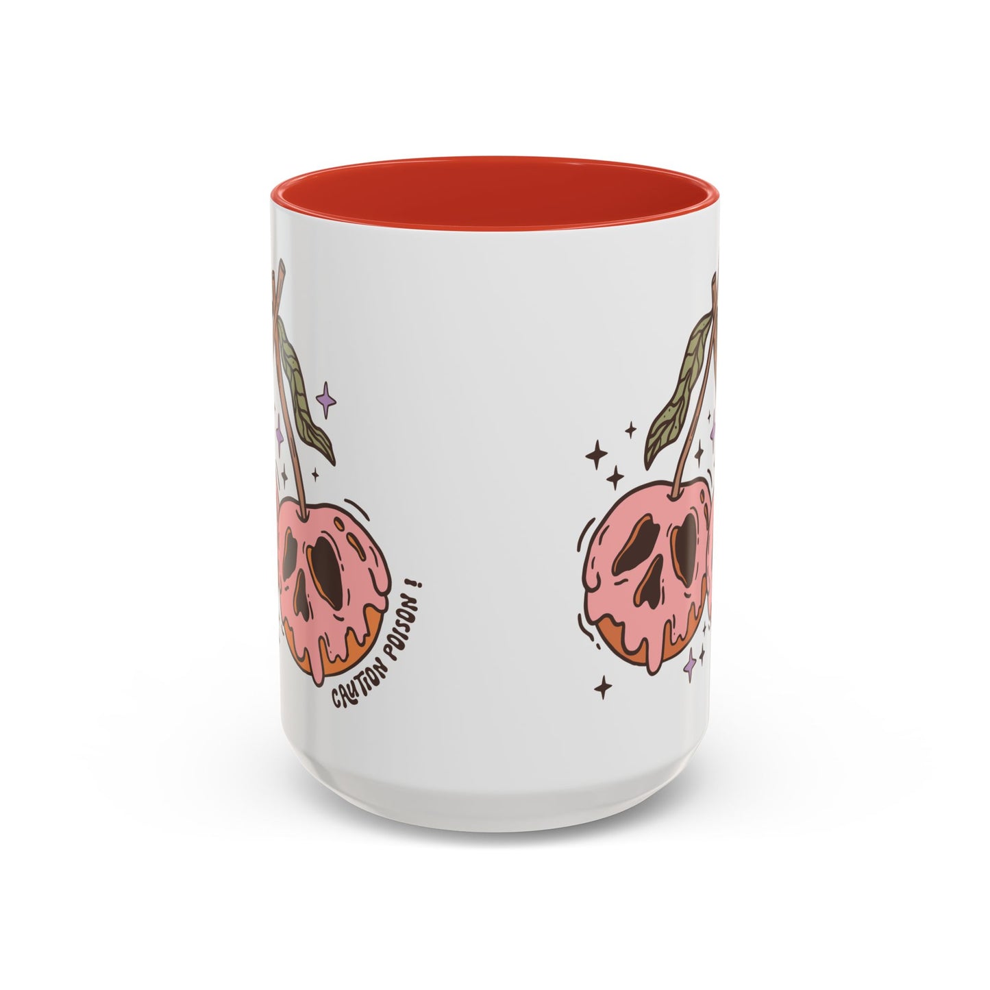 Caution Poison! Skull Cherries Mug | 11oz and 15oz Ceramic Coffee Cup | Halloween Poison Warning Design