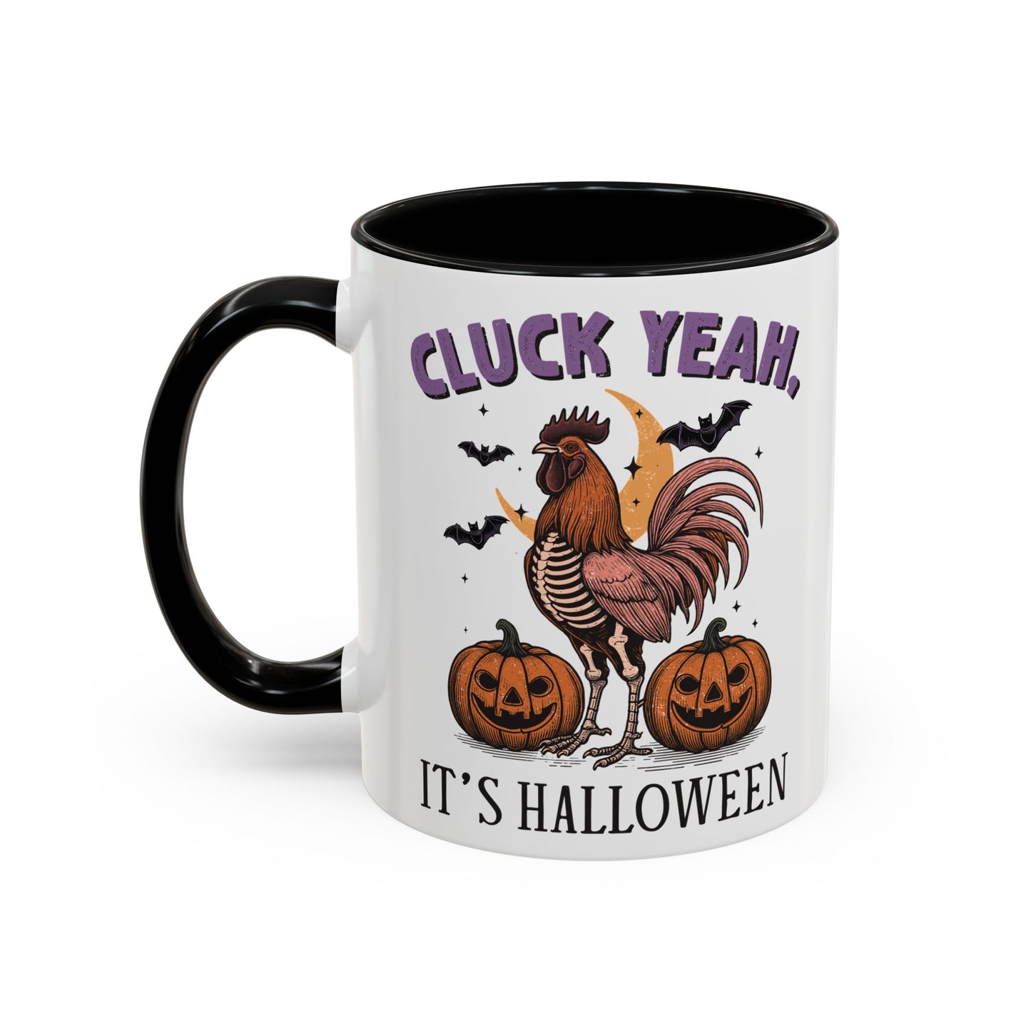 Cluck Yeah, It's Halloween Mug | Funny Rooster Halloween Coffee Cup | Spooky Chicken Design