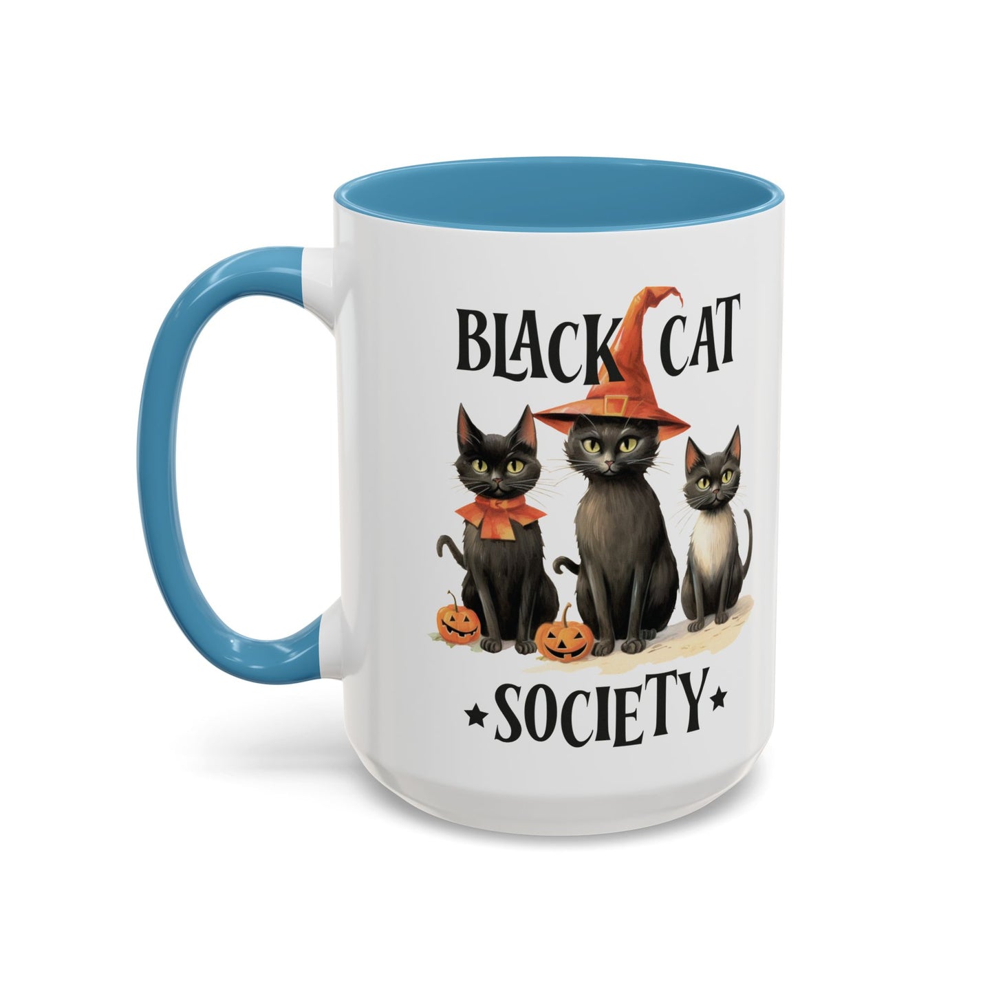 Black Cat Society Halloween Mug | Cute Black Cat Coffee Mug | Halloween Fall Drinkware | Witchy Cat Design